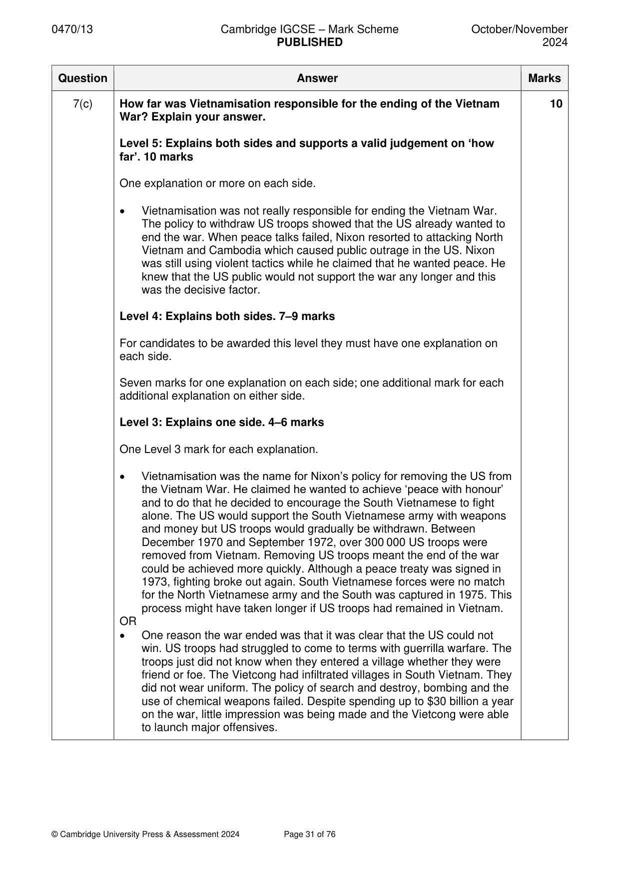 Mark scheme, page 31 of 76