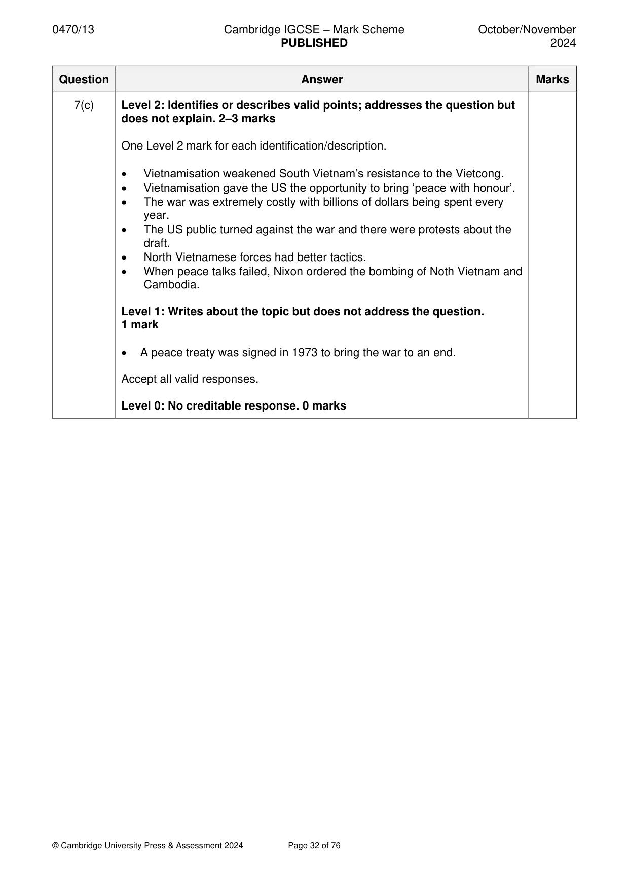Mark scheme, page 32 of 76