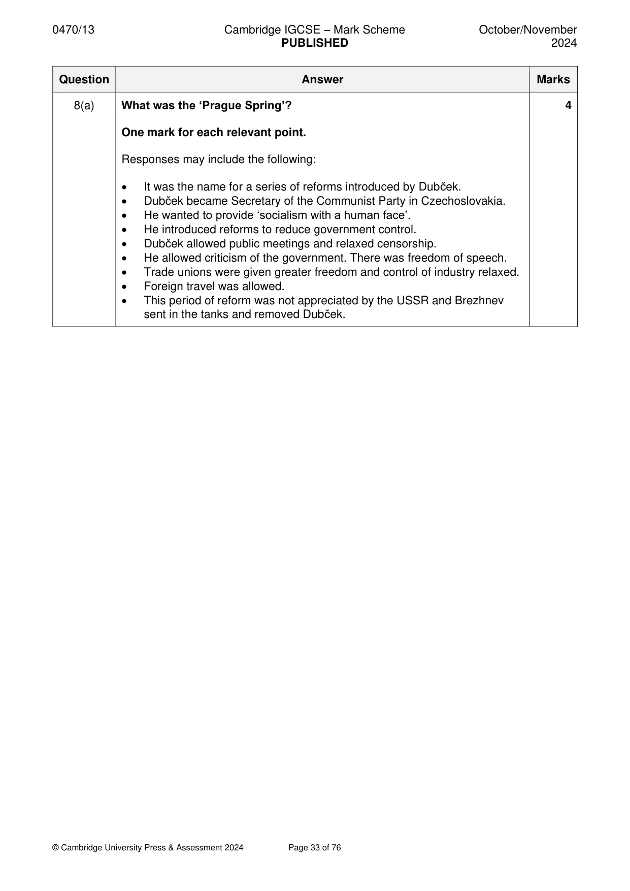 Mark scheme, page 33 of 76