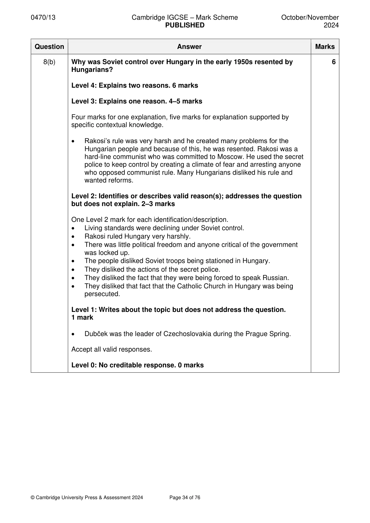 Mark scheme, page 34 of 76