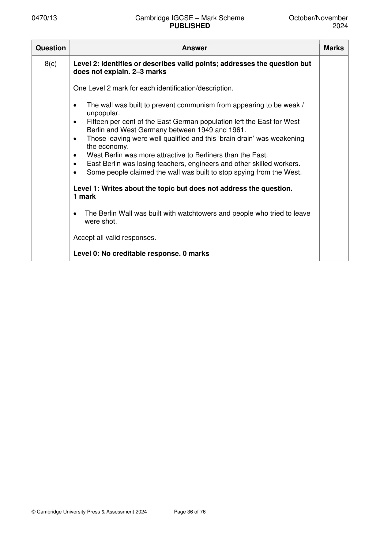 Mark scheme, page 36 of 76