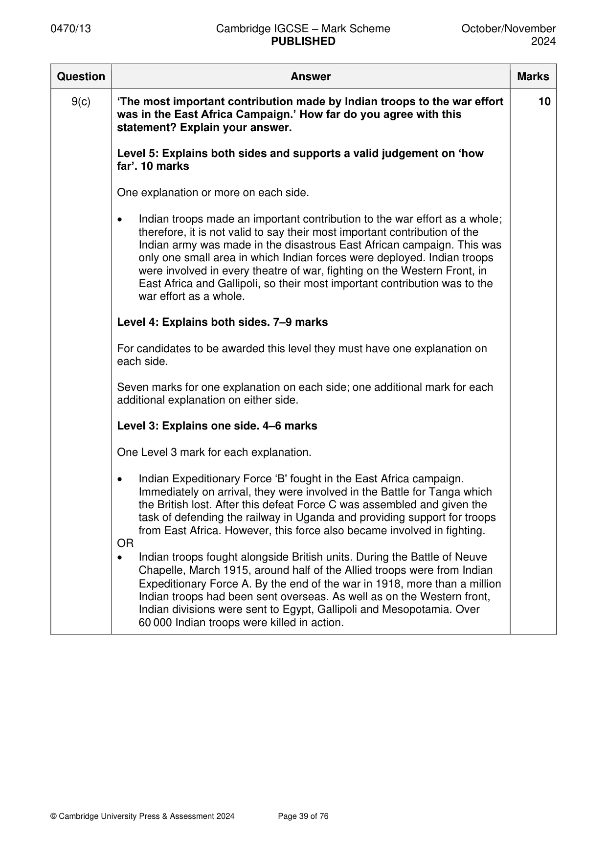Mark scheme, page 39 of 76