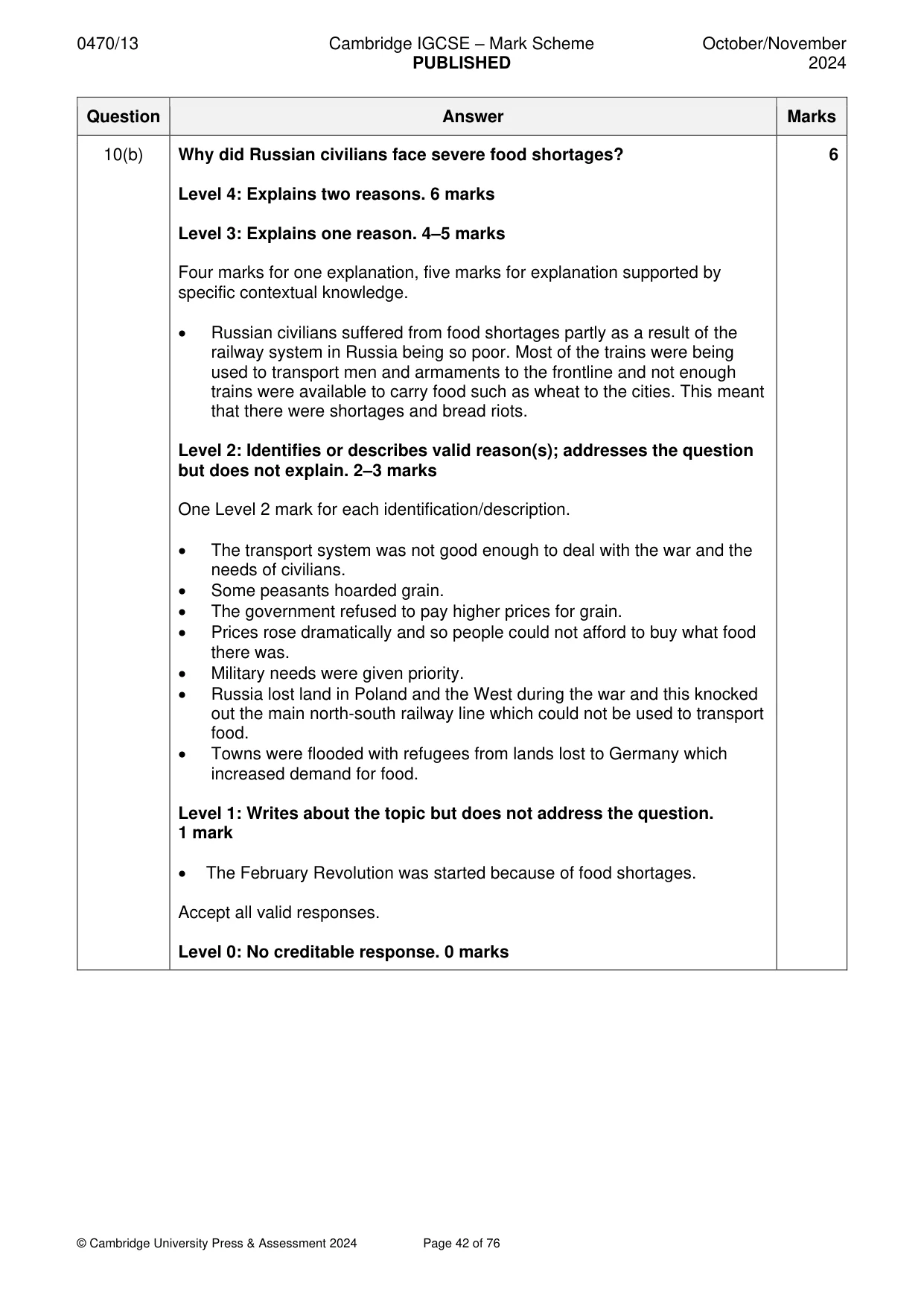 Mark scheme, page 42 of 76