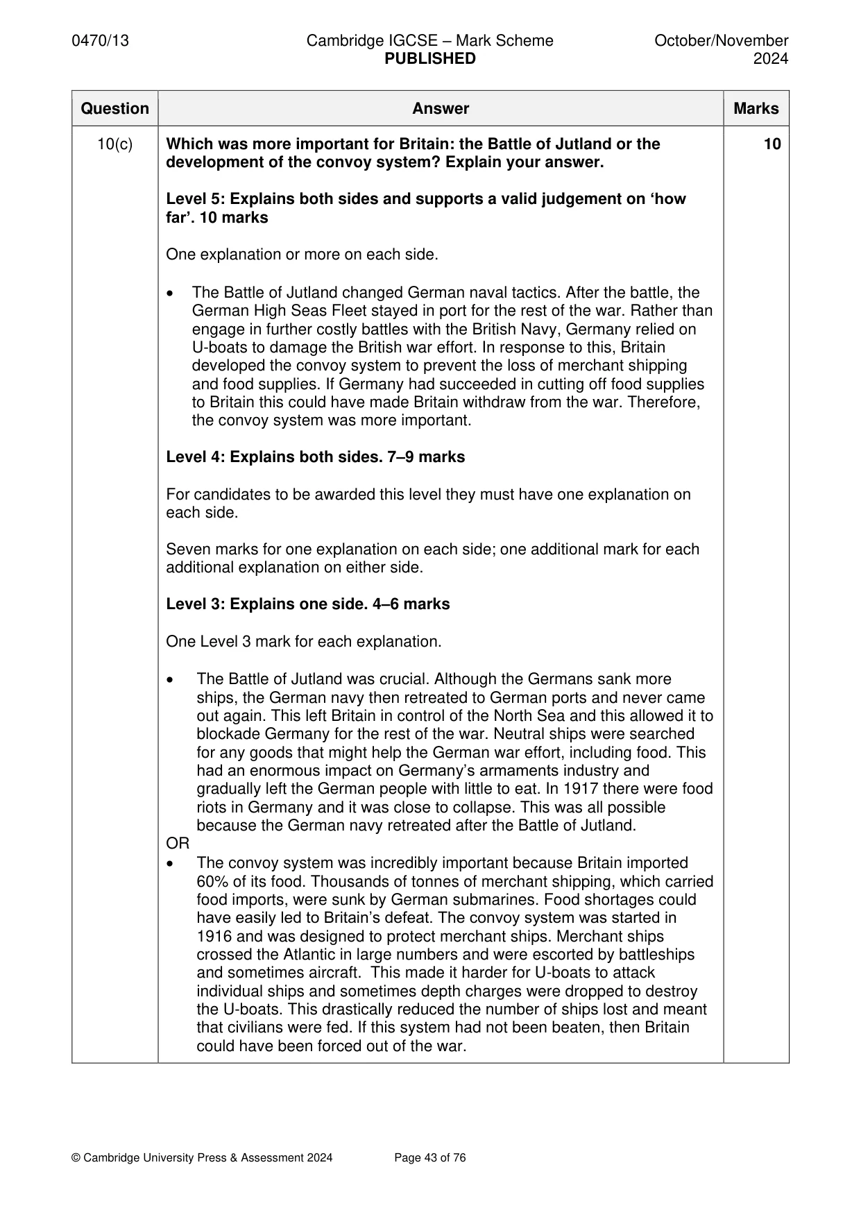 Mark scheme, page 43 of 76