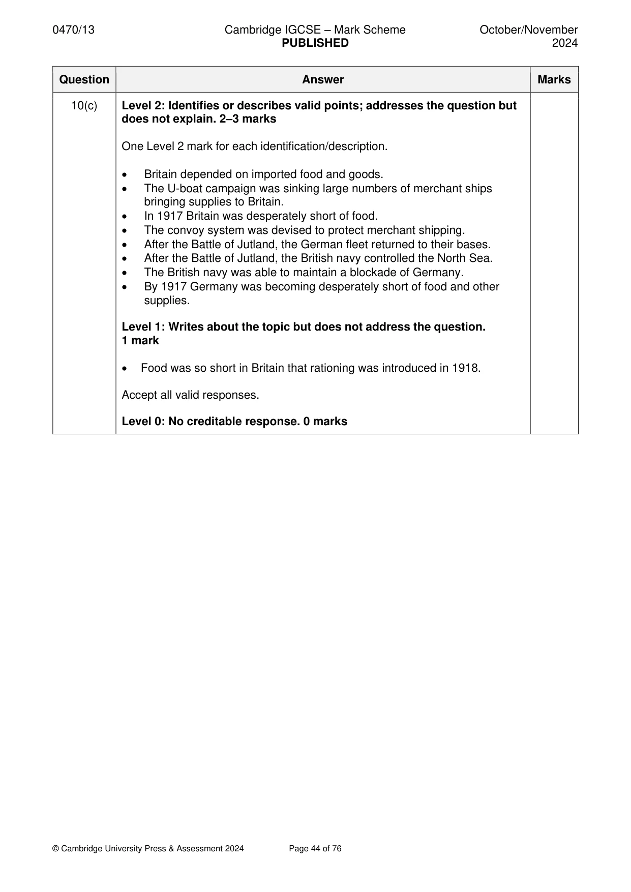 Mark scheme, page 44 of 76