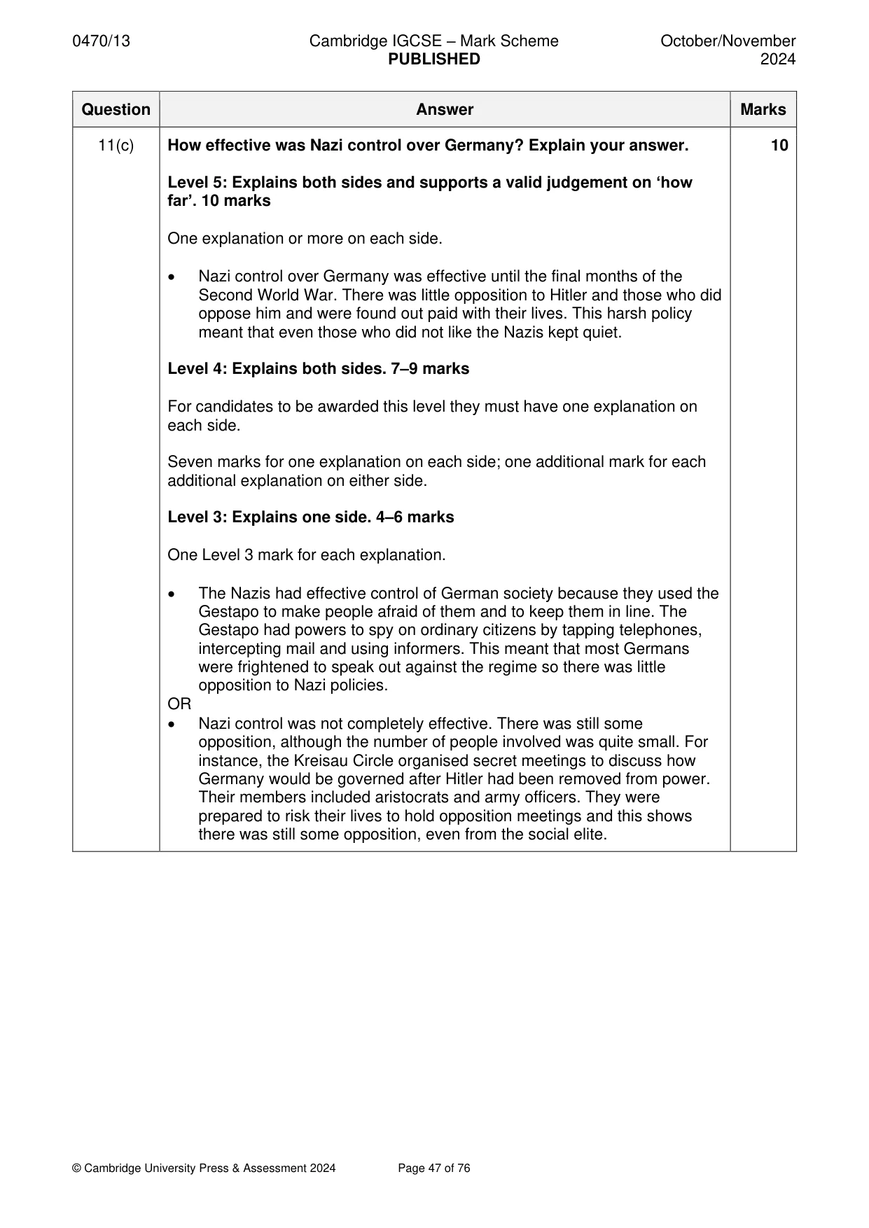 Mark scheme, page 47 of 76