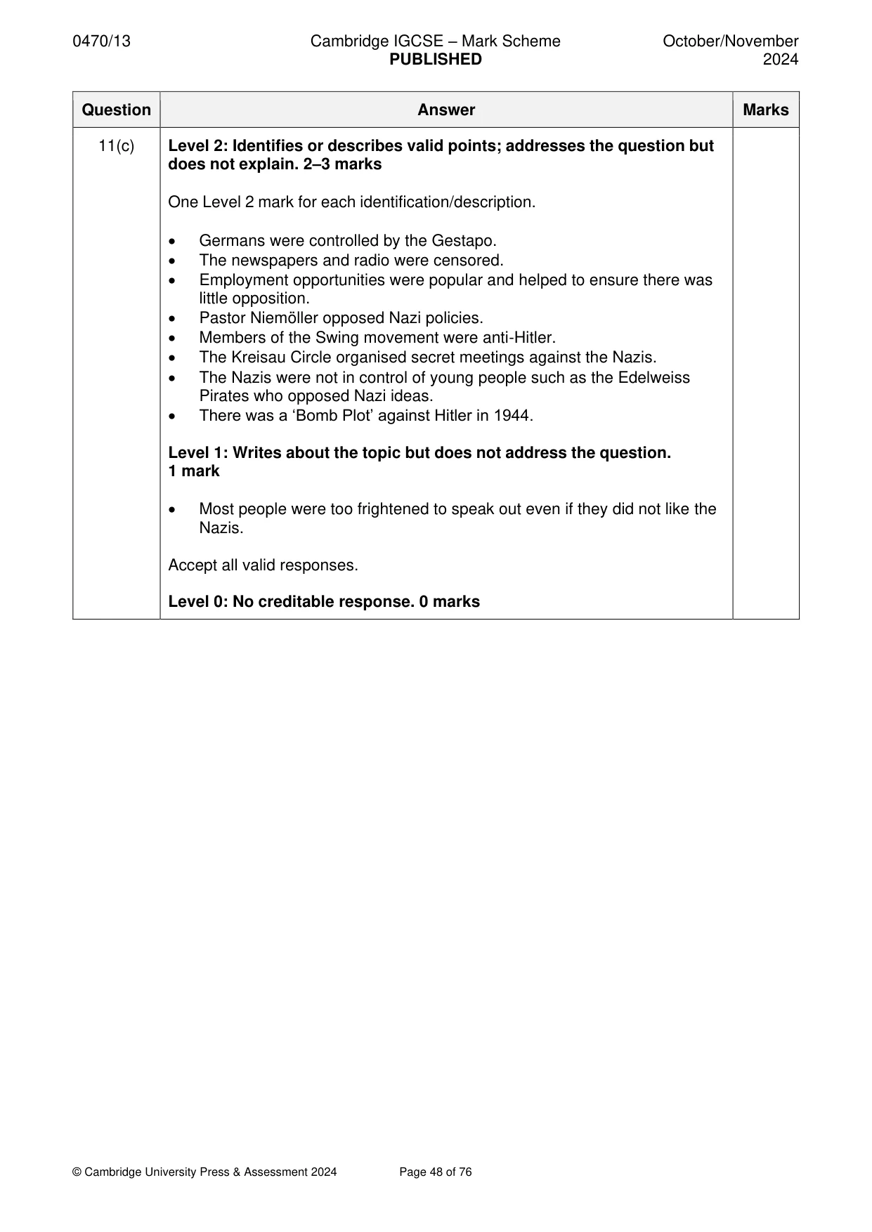 Mark scheme, page 48 of 76