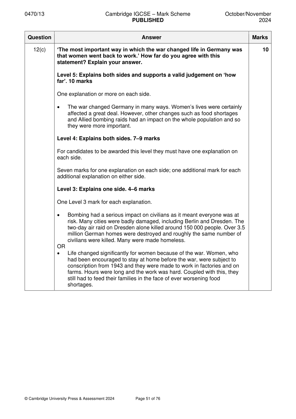 Mark scheme, page 51 of 76