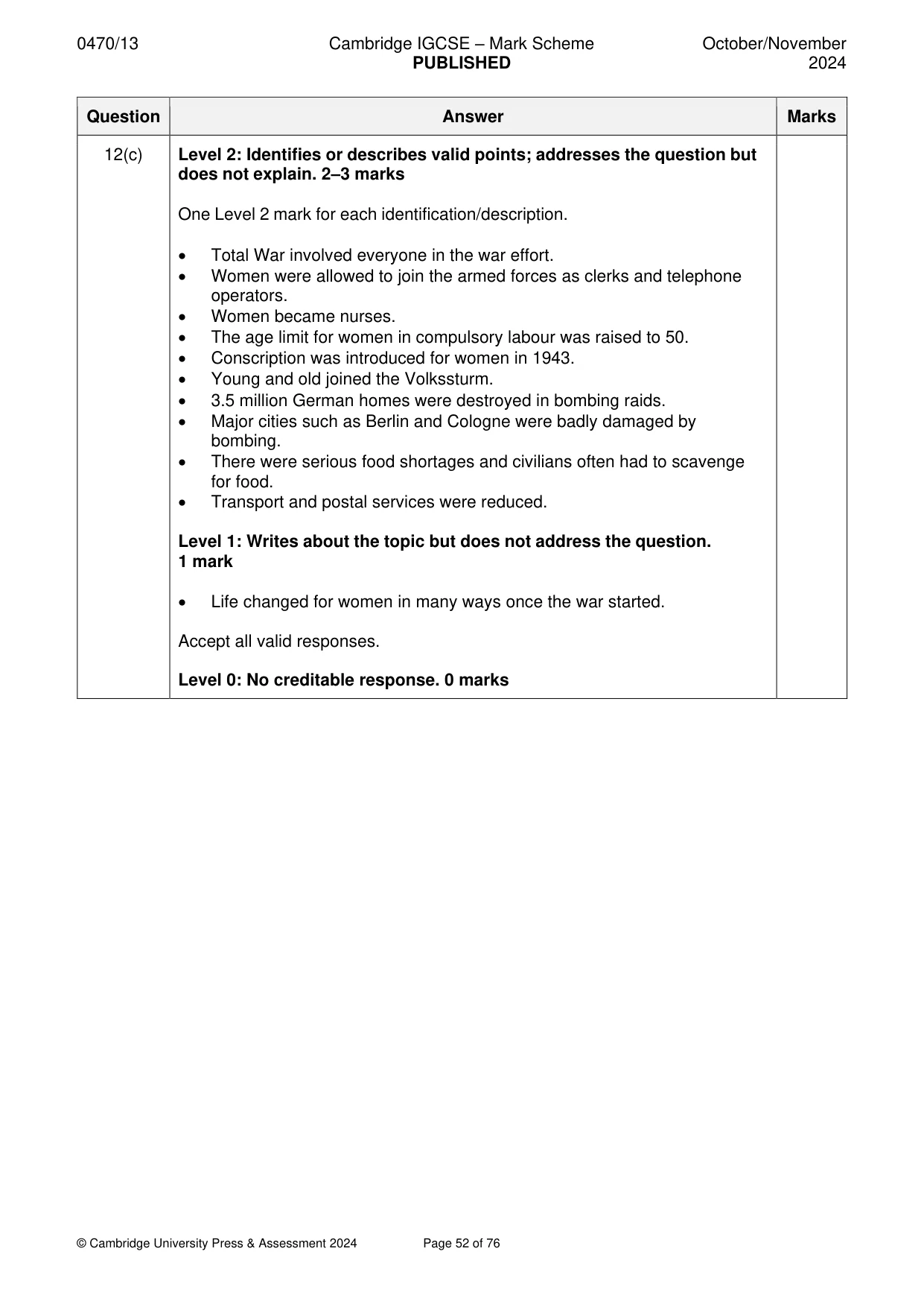 Mark scheme, page 52 of 76