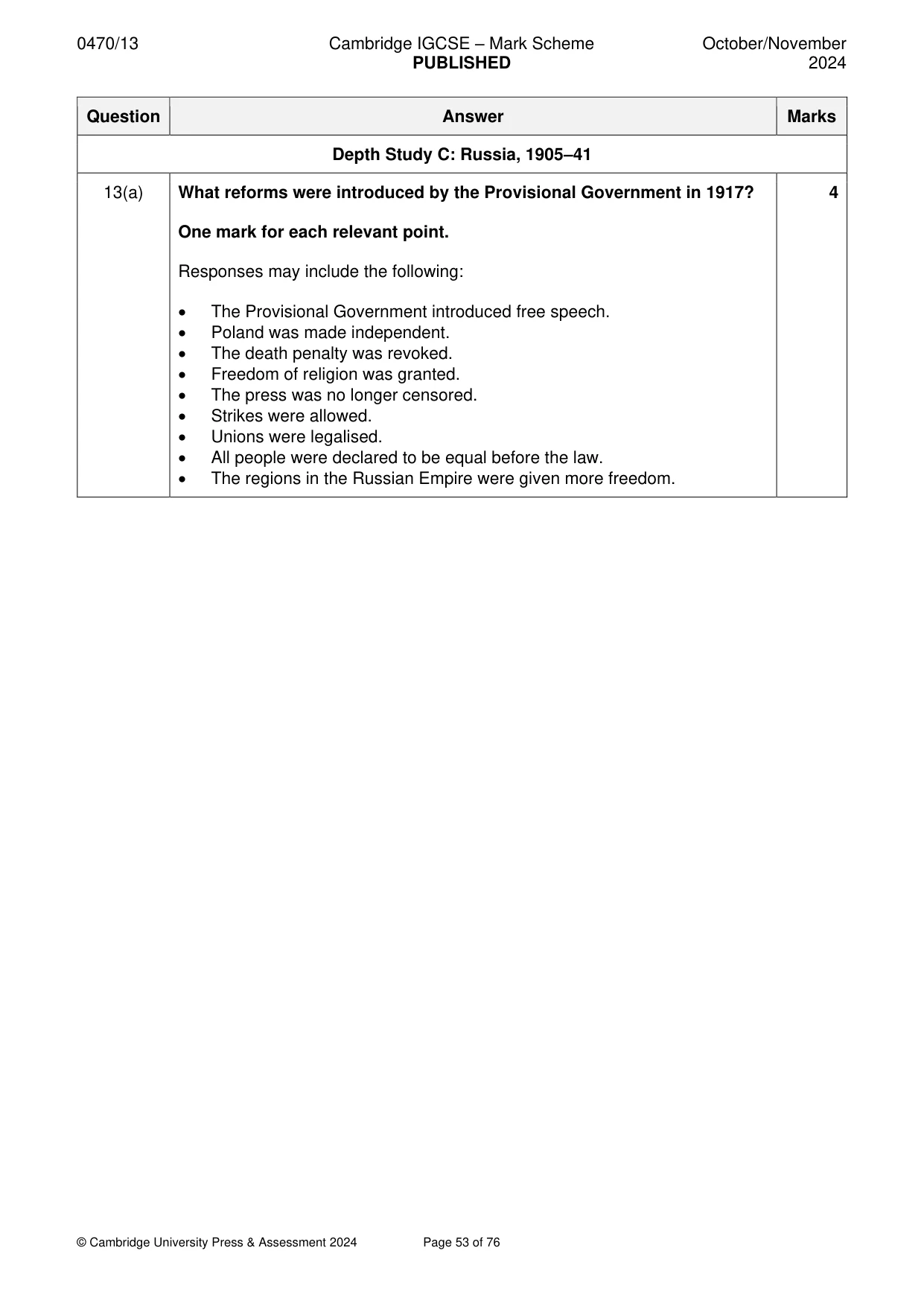 Mark scheme, page 53 of 76