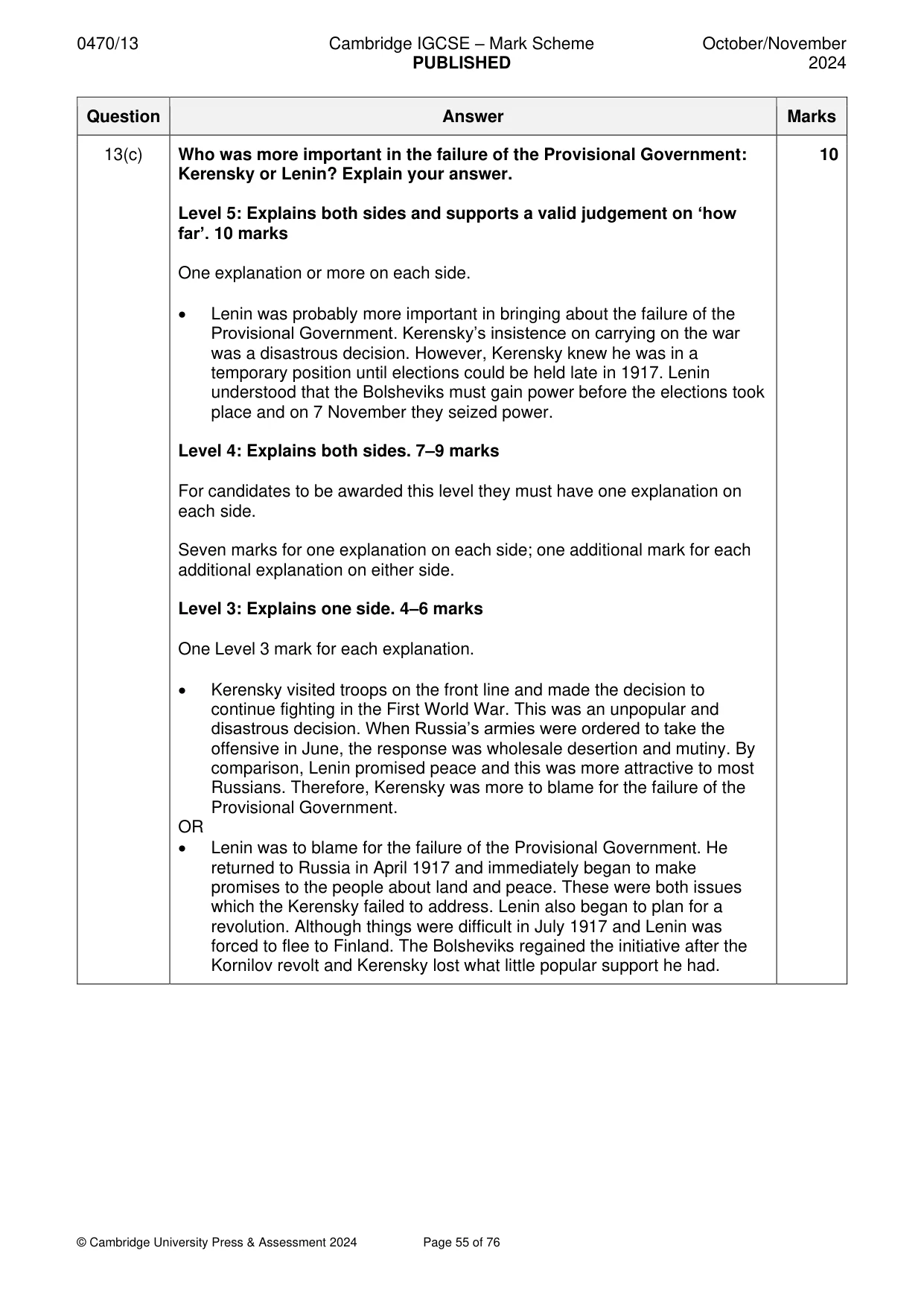 Mark scheme, page 55 of 76
