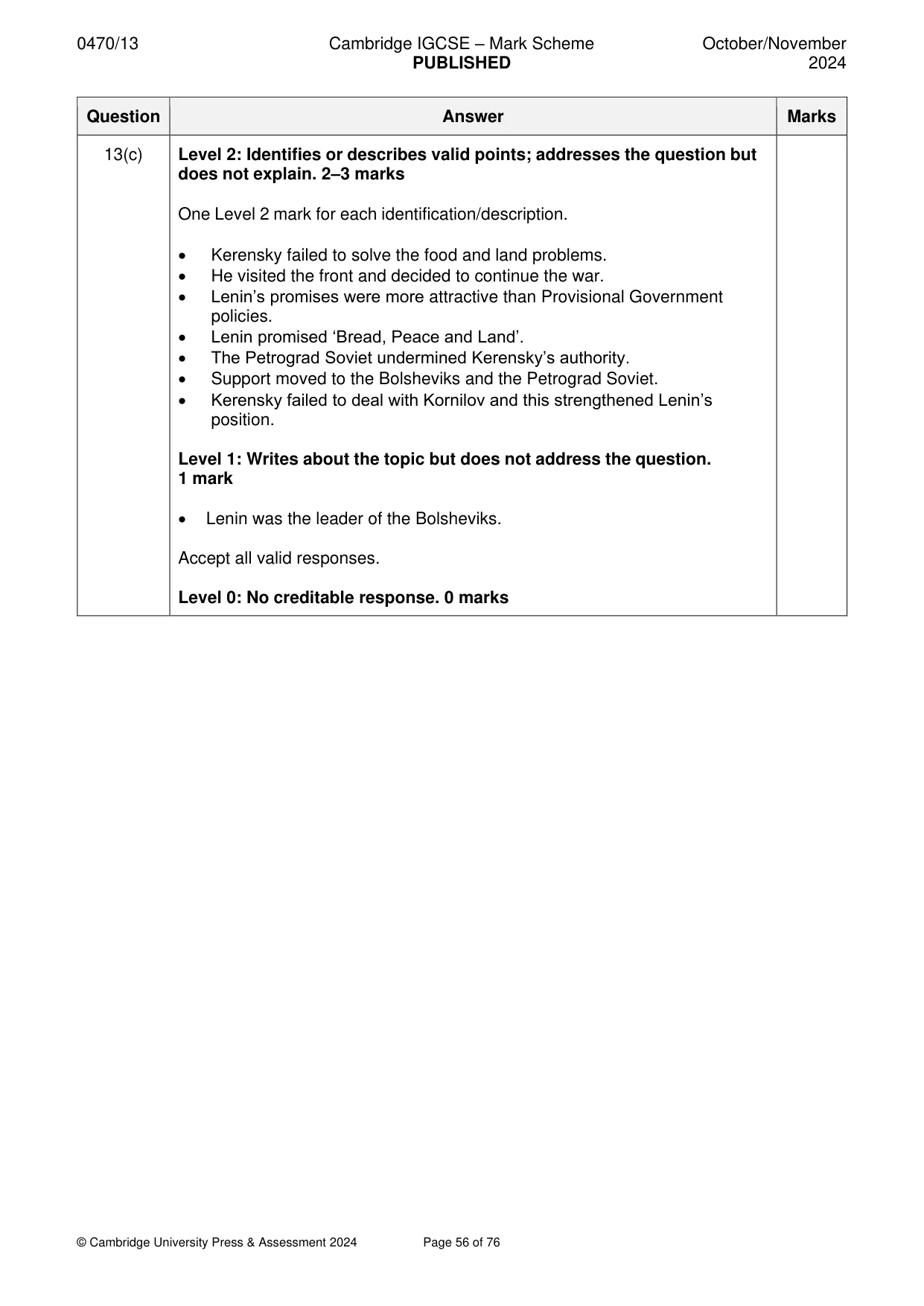 Mark scheme, page 56 of 76