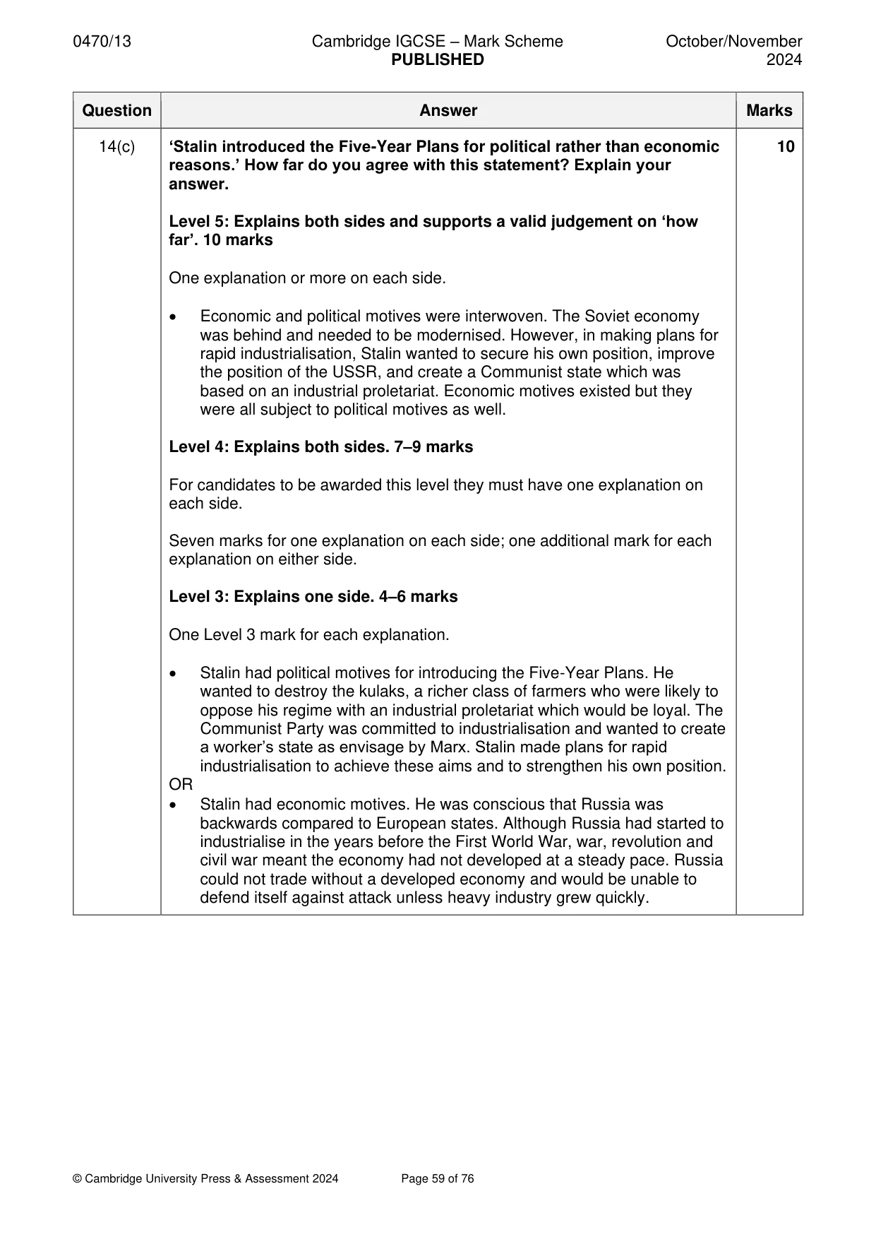 Mark scheme, page 59 of 76