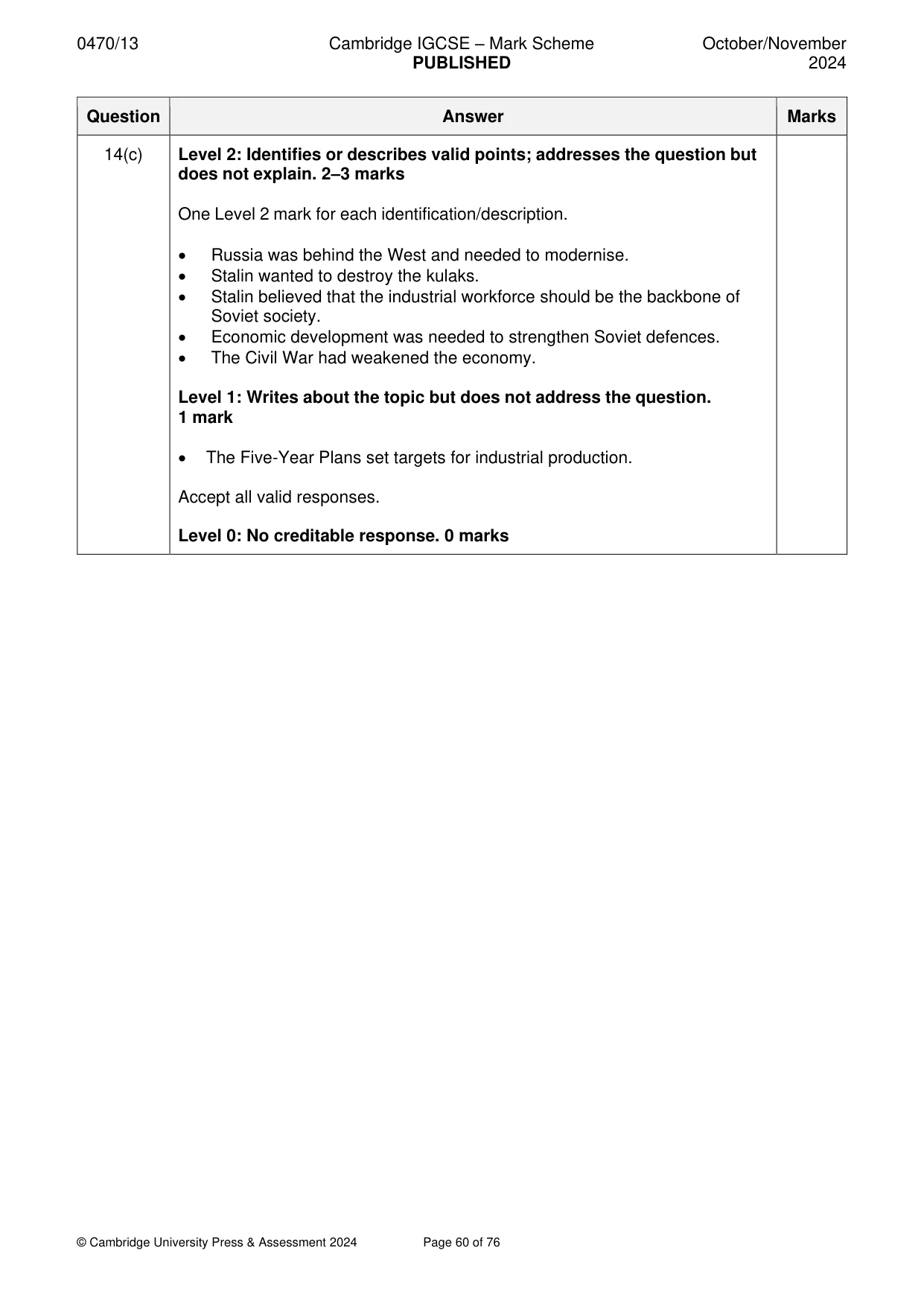Mark scheme, page 60 of 76