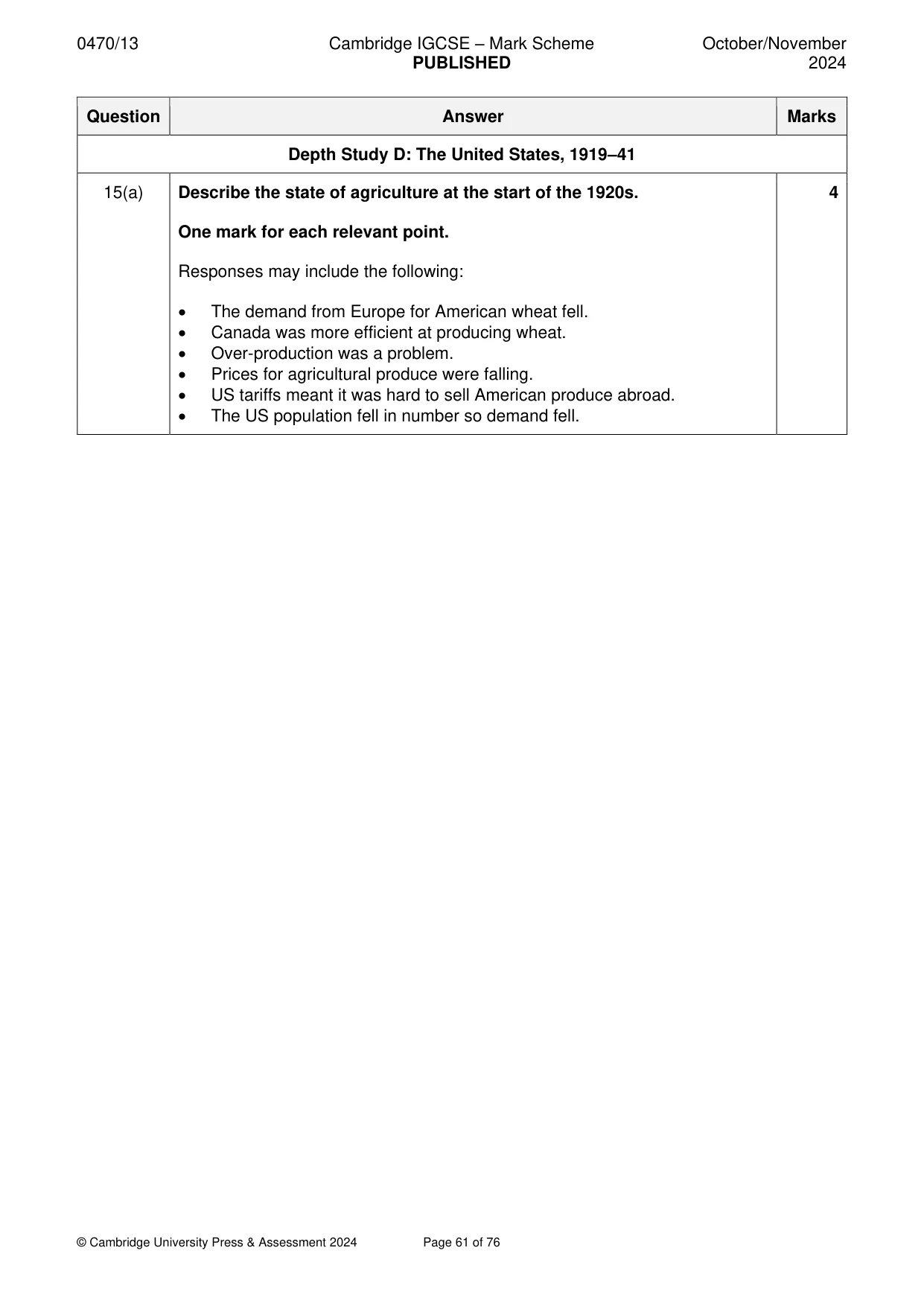 Mark scheme, page 61 of 76
