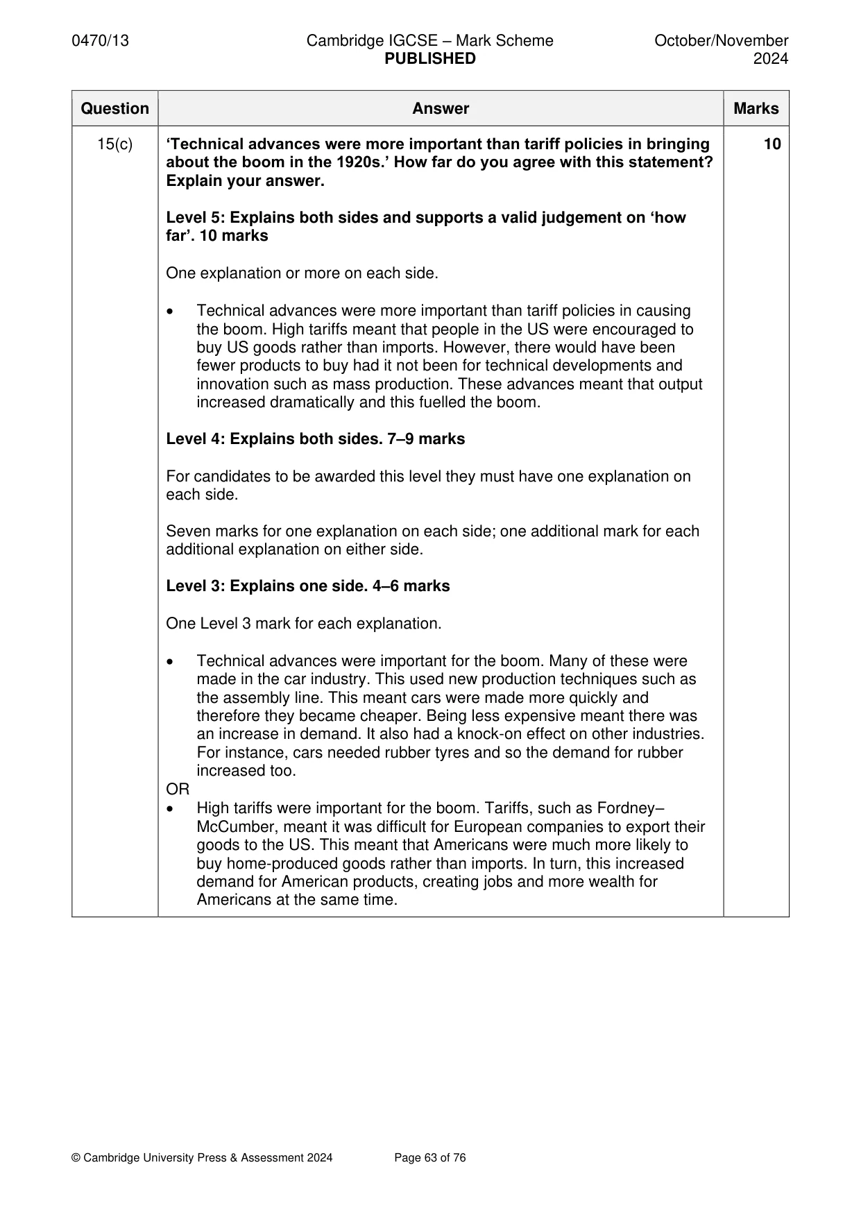 Mark scheme, page 63 of 76