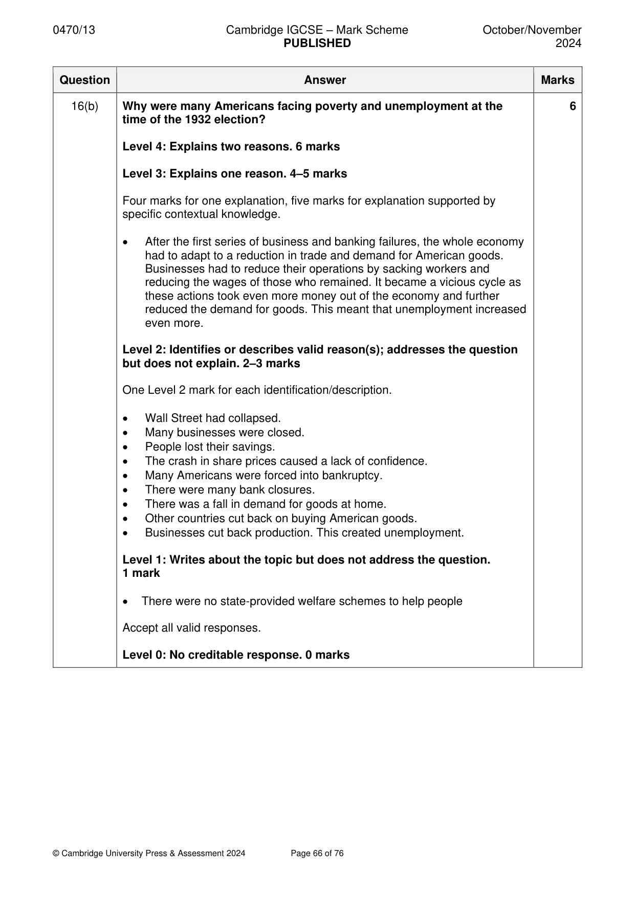 Mark scheme, page 66 of 76