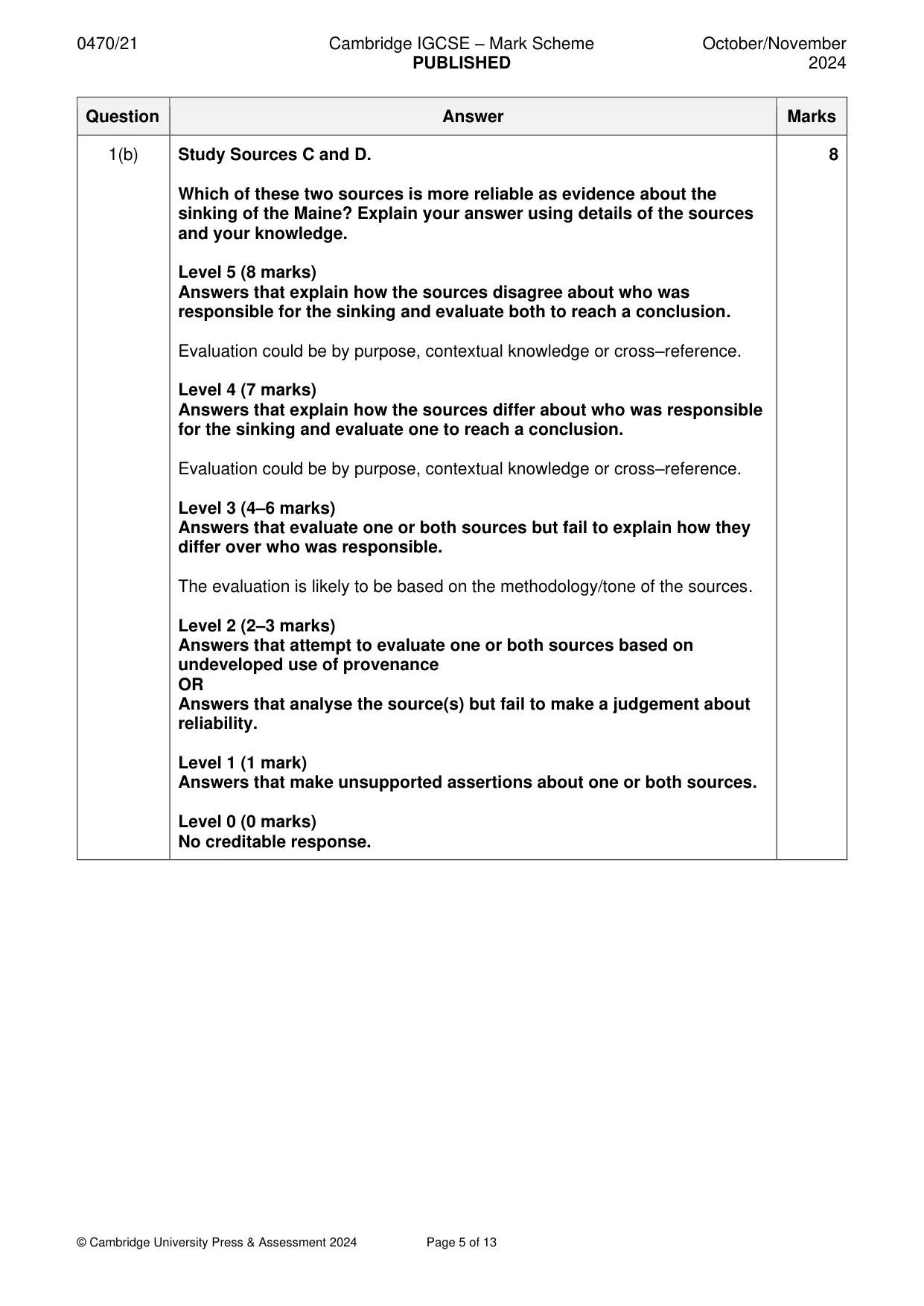 Mark scheme, page 5 of 13