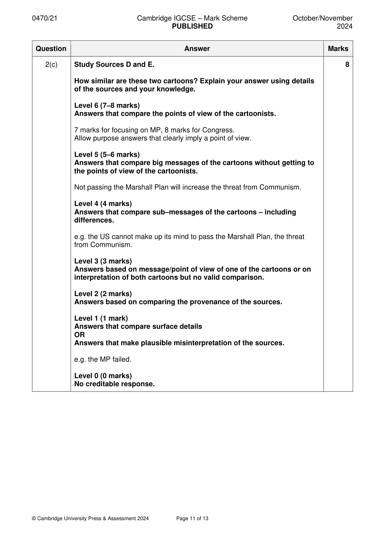 Mark scheme, page 11 of 13
