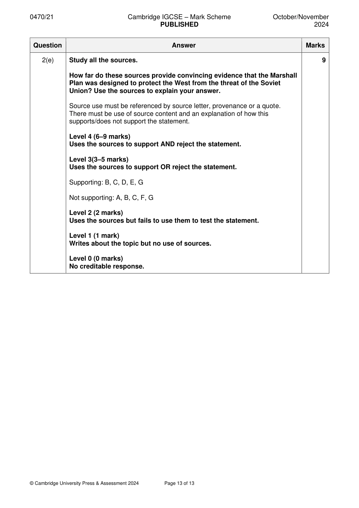 Mark scheme, page 13 of 13