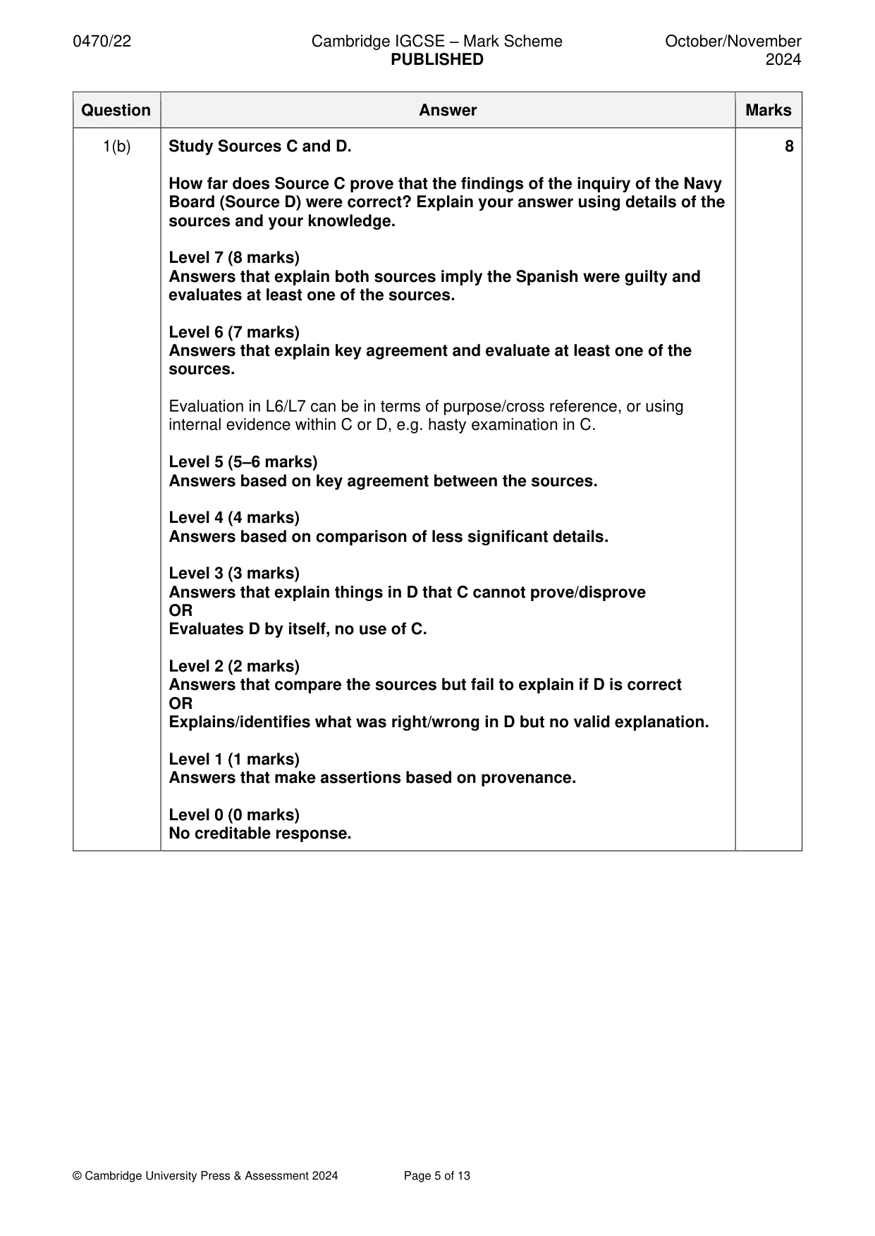 Mark scheme, page 5 of 13