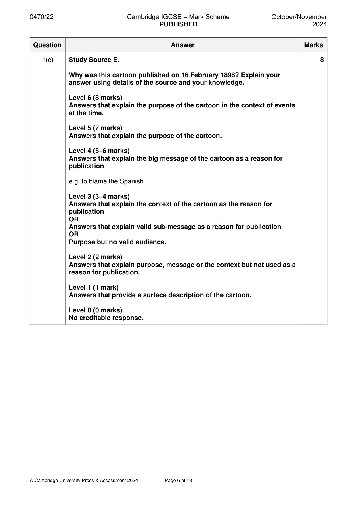 Mark scheme, page 6 of 13
