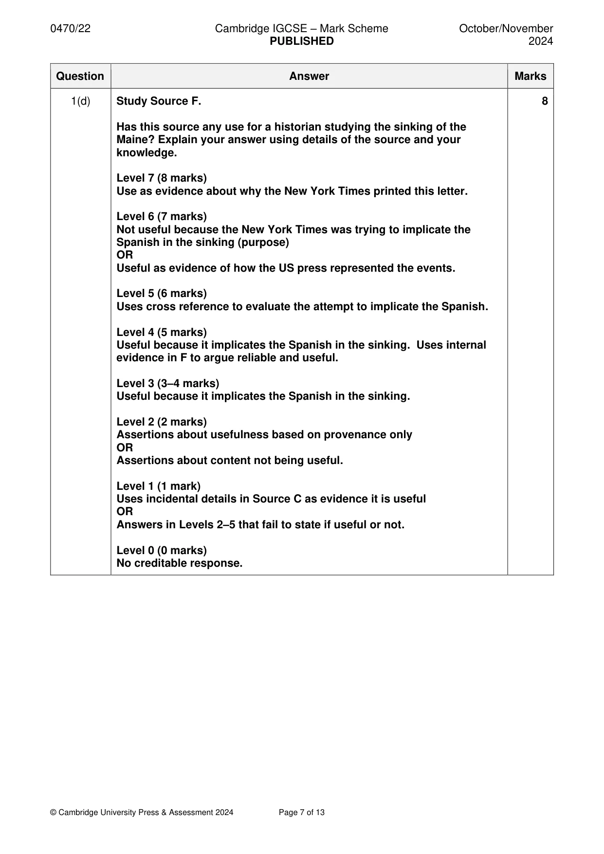 Mark scheme, page 7 of 13