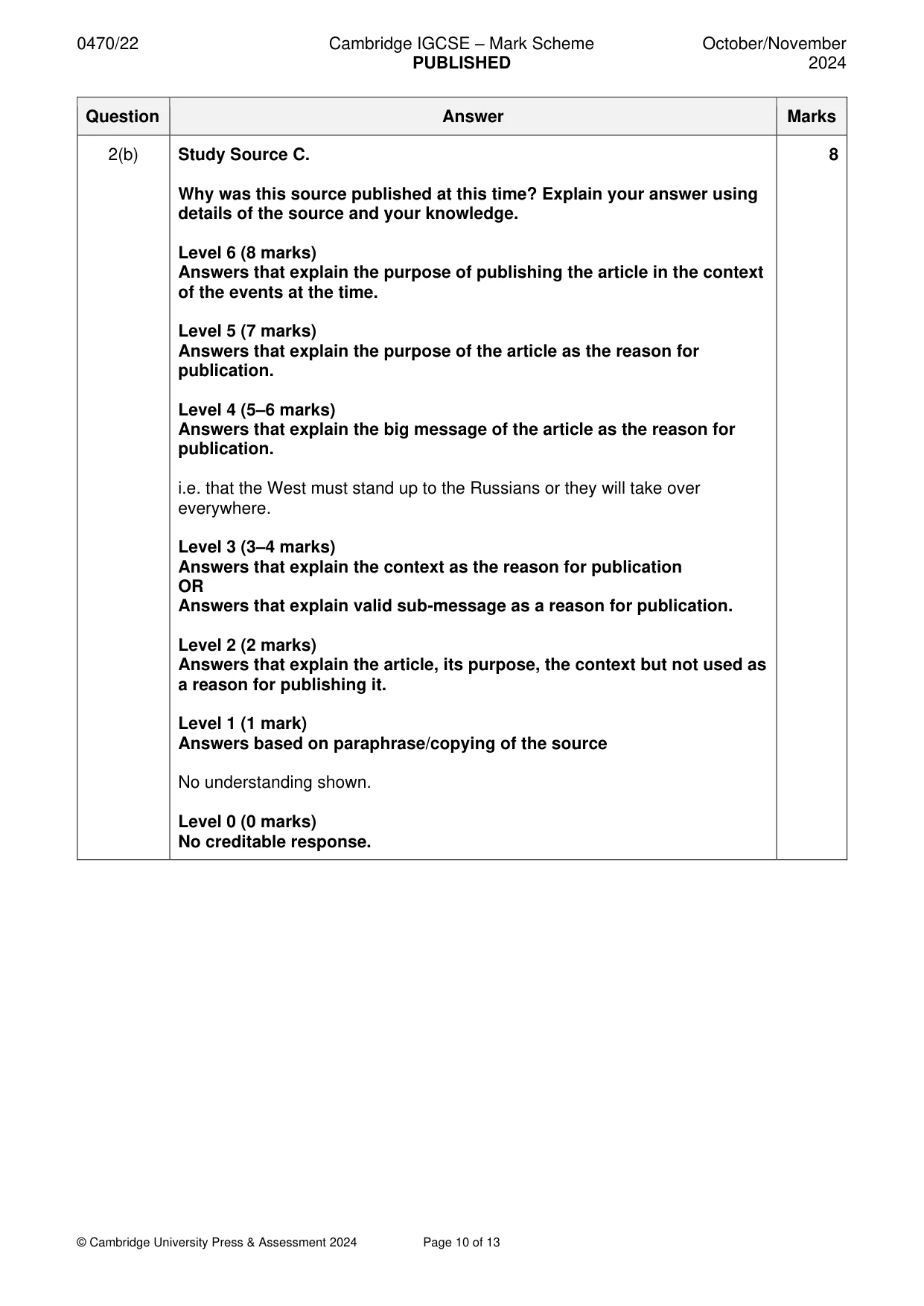 Mark scheme, page 10 of 13