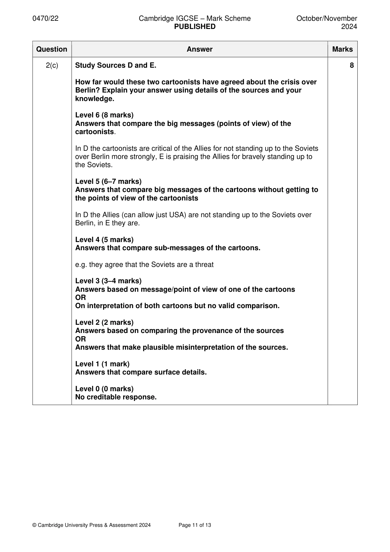 Mark scheme, page 11 of 13