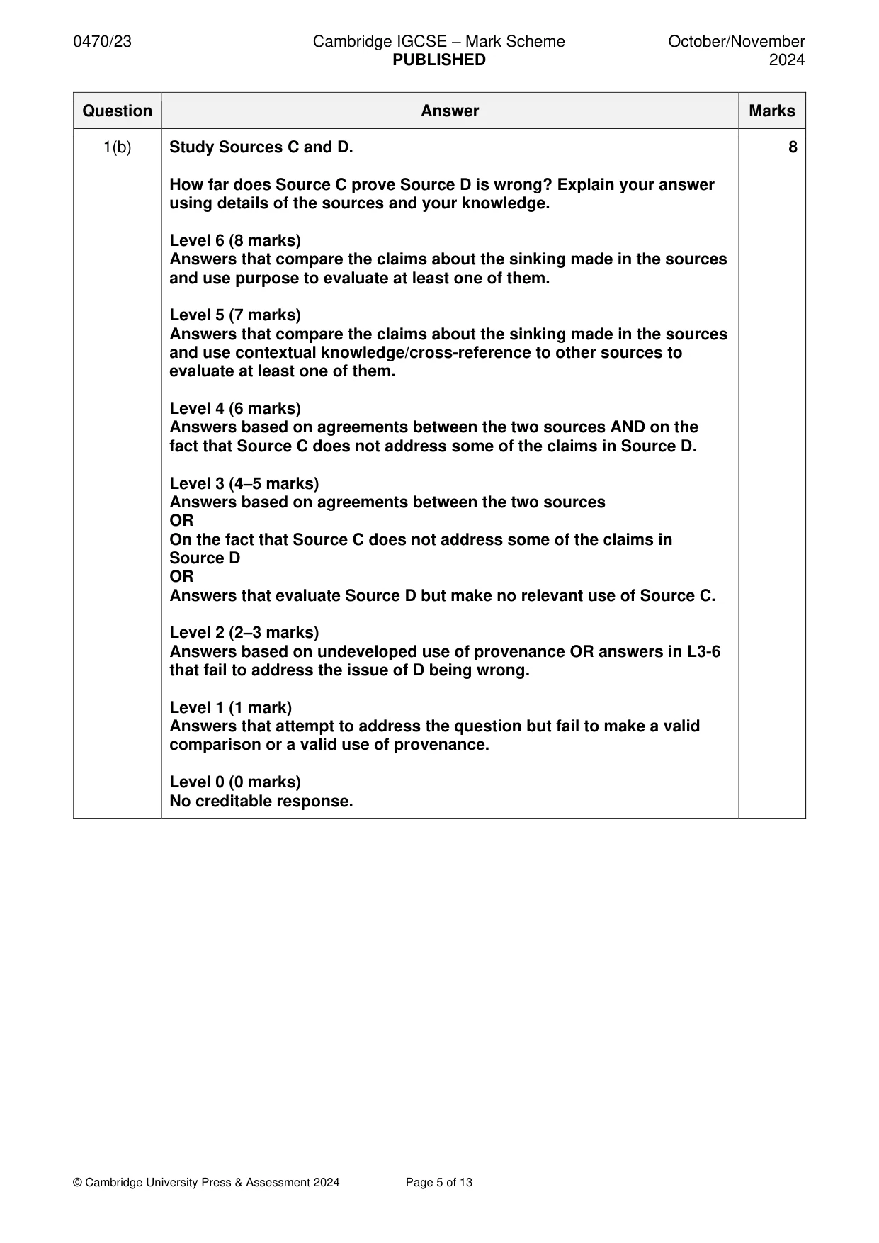 Mark scheme, page 5 of 13