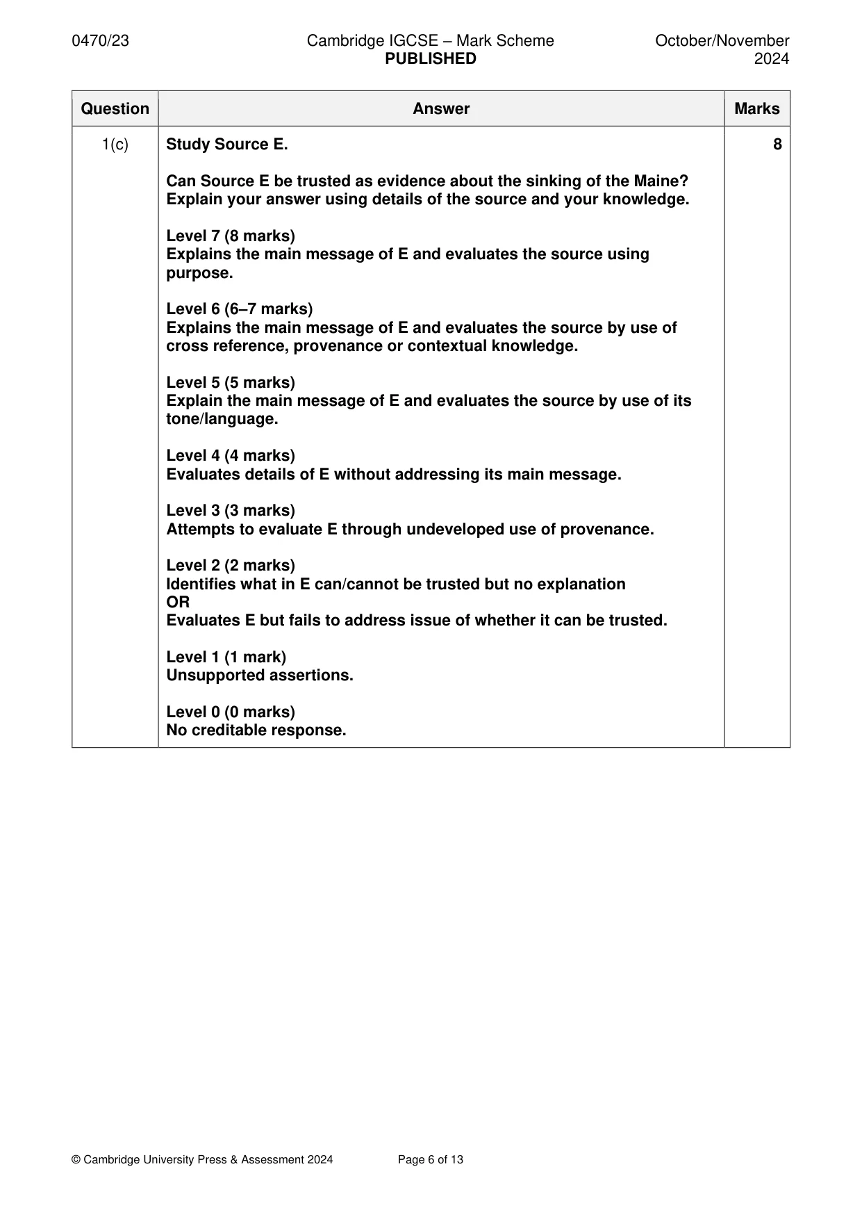 Mark scheme, page 6 of 13