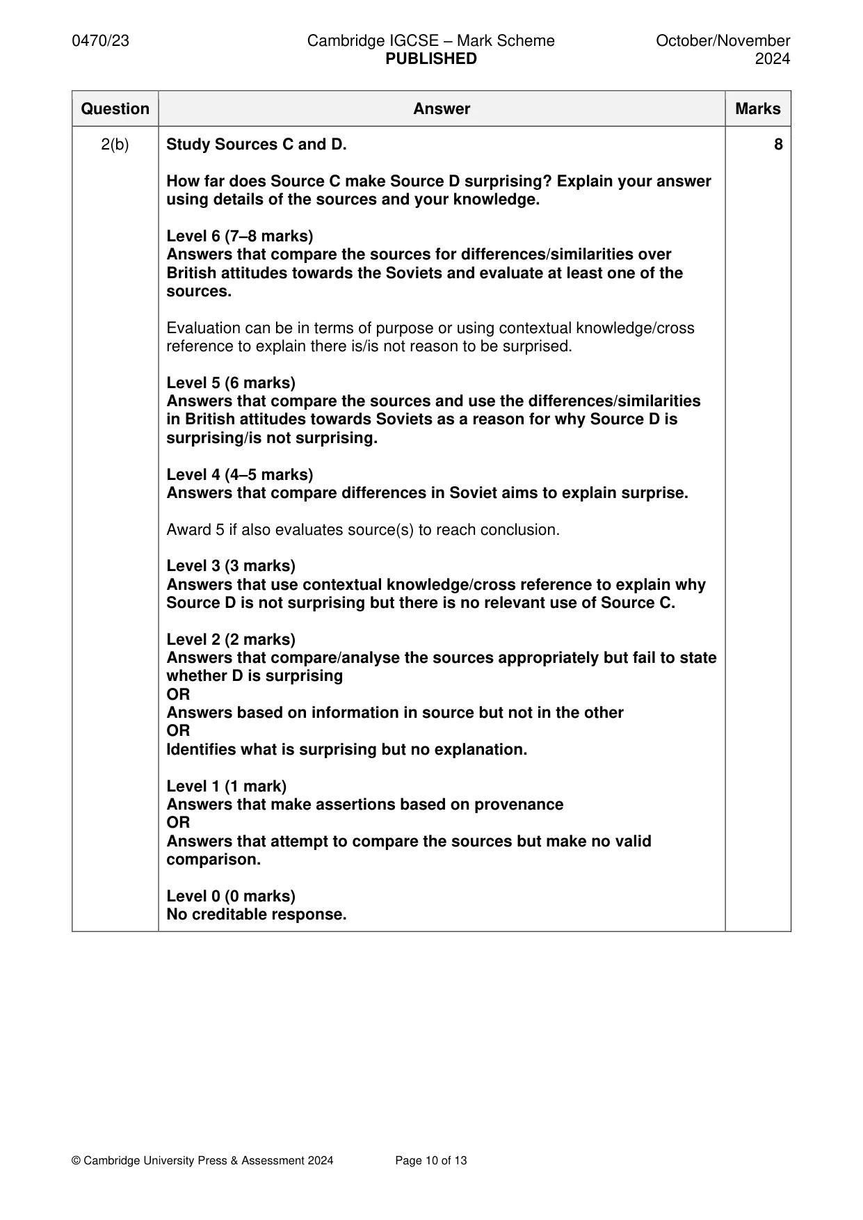Mark scheme, page 10 of 13