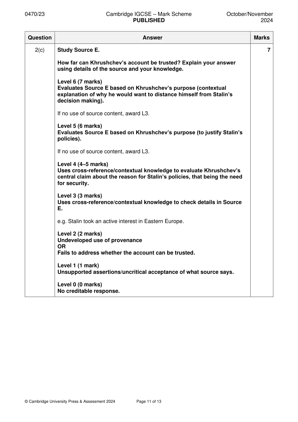 Mark scheme, page 11 of 13
