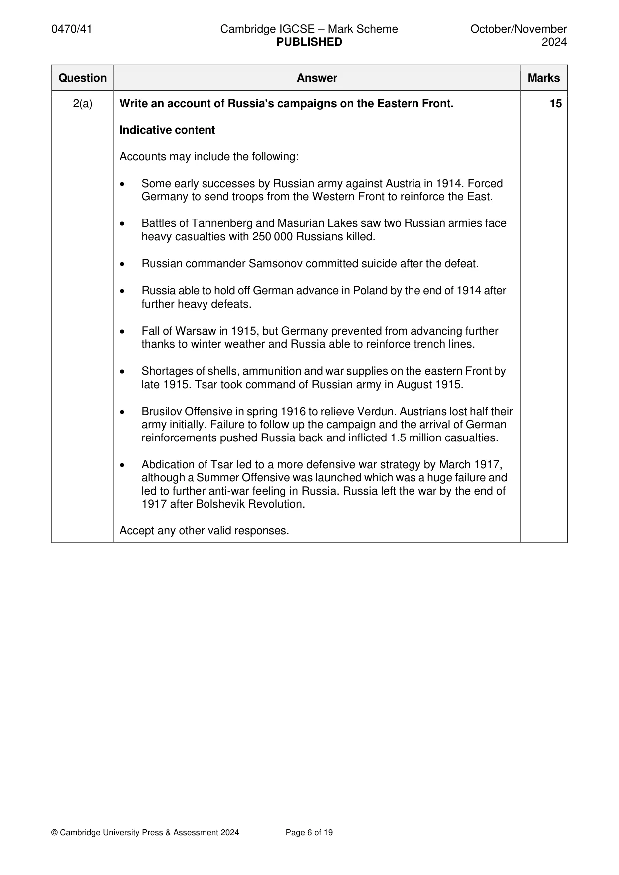 Mark scheme, page 6 of 19