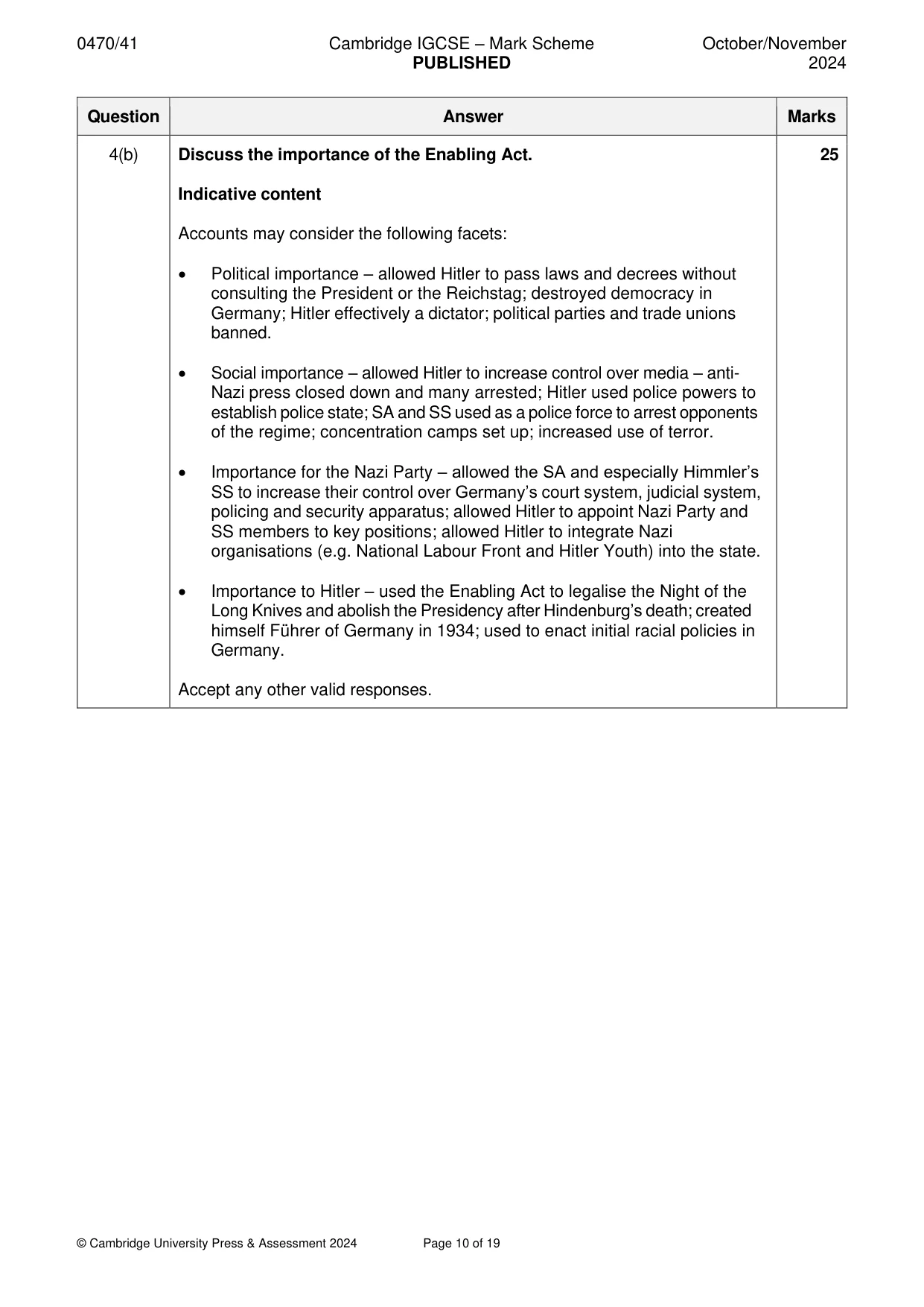 Mark scheme, page 10 of 19
