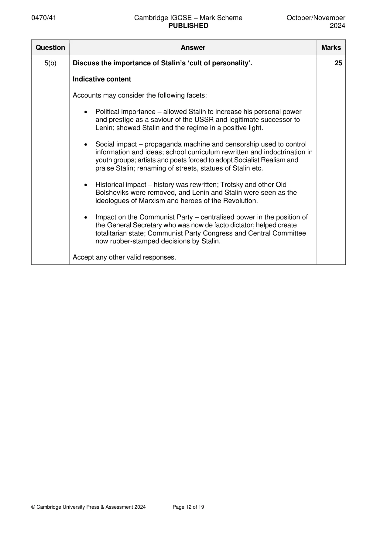 Mark scheme, page 12 of 19