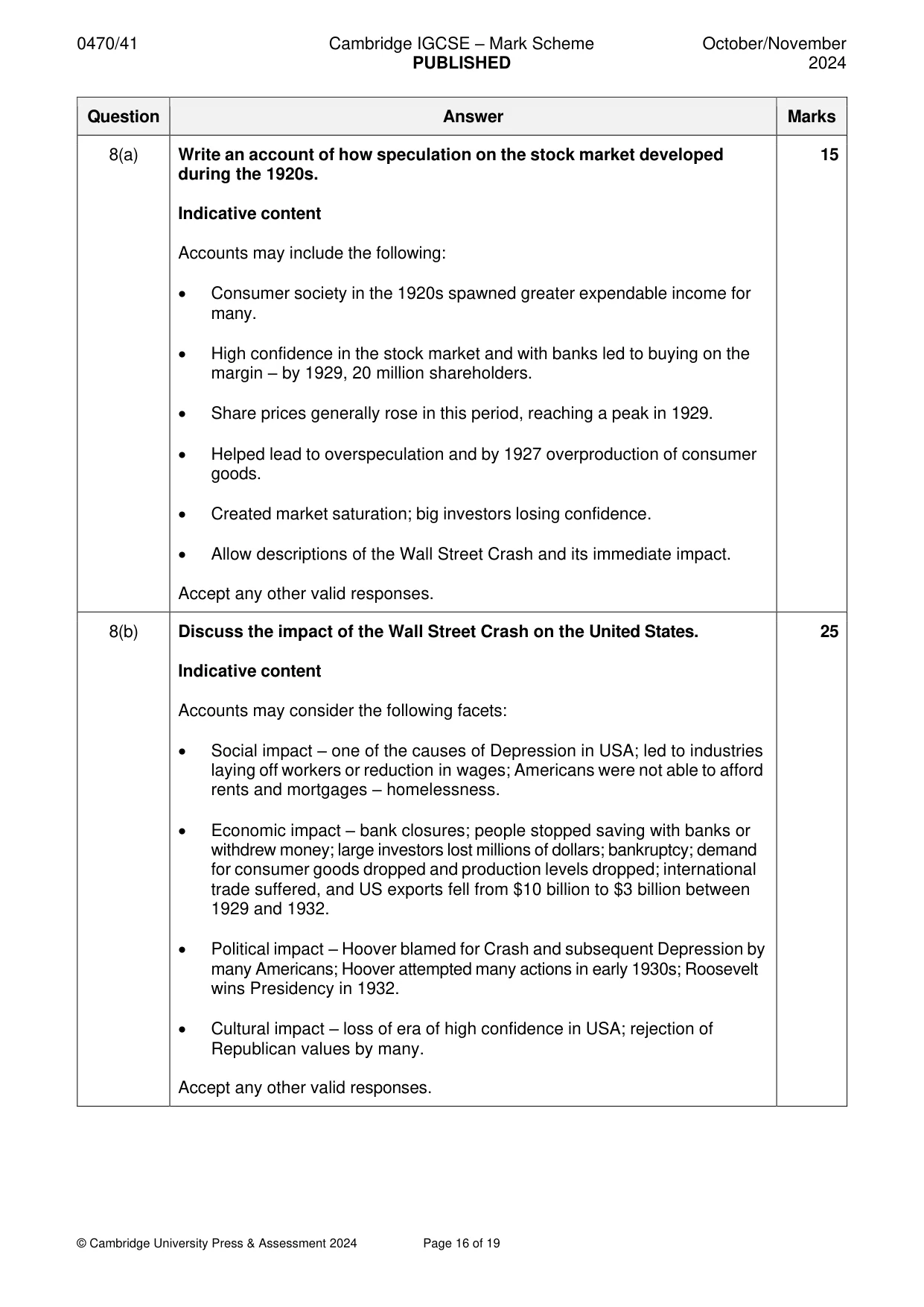 Mark scheme, page 16 of 19