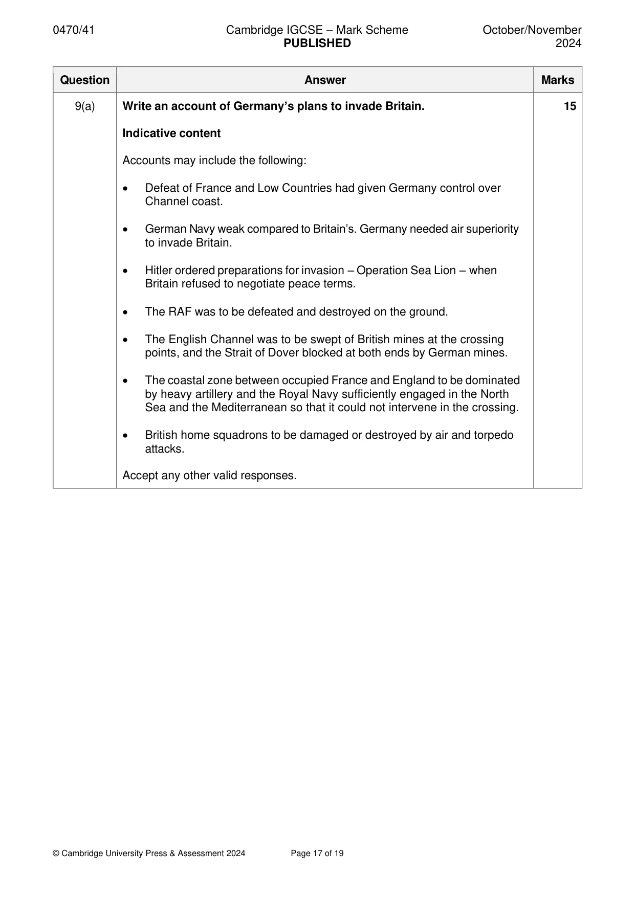 Mark scheme, page 17 of 19