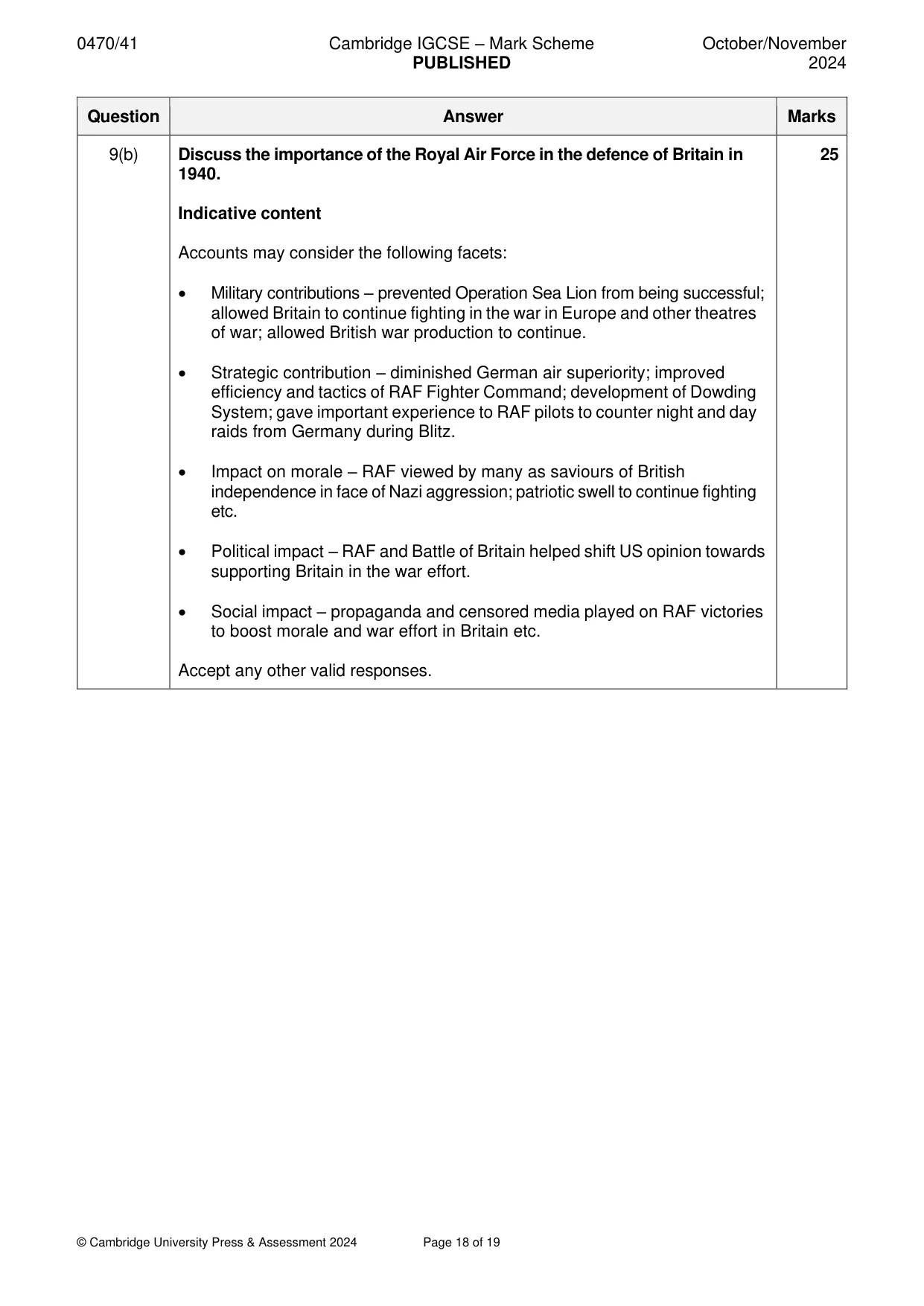 Mark scheme, page 18 of 19