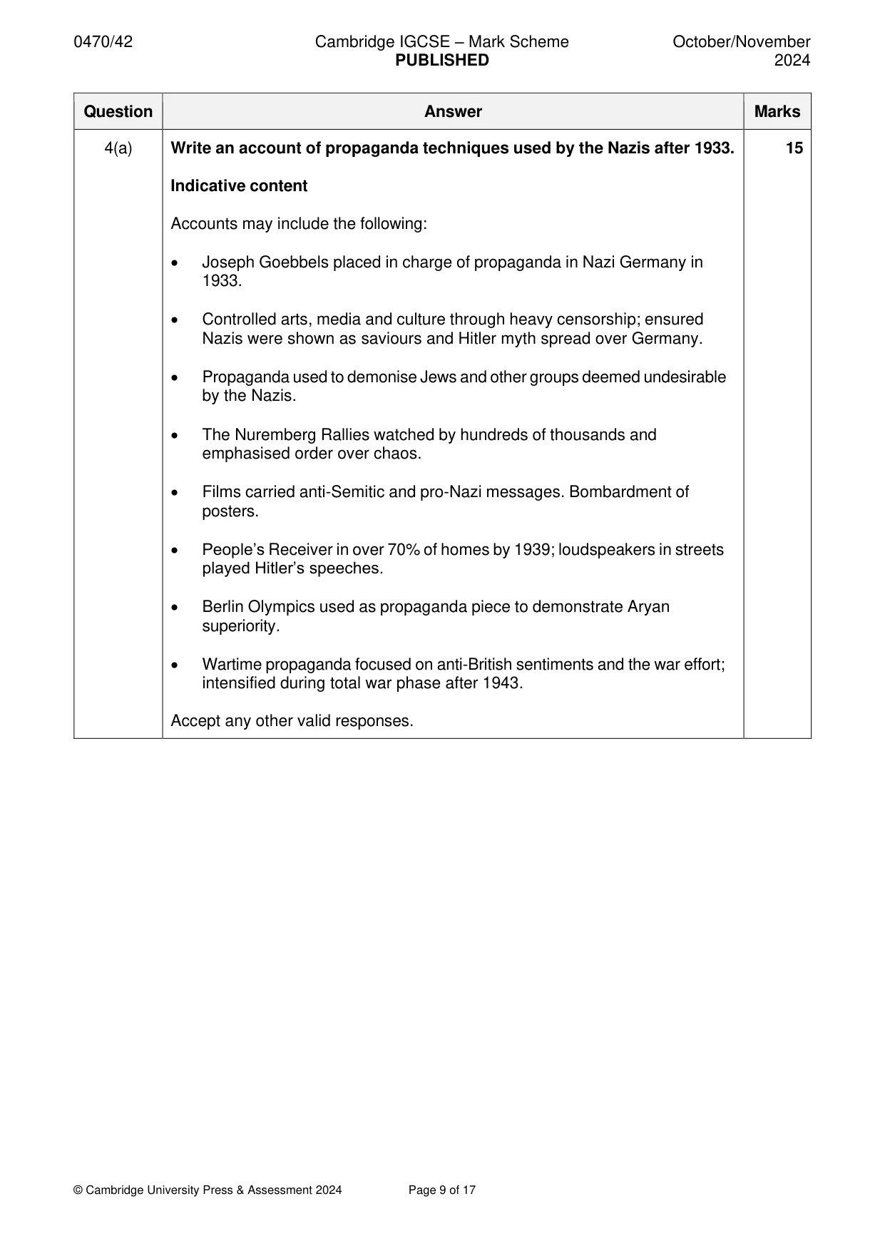 Mark scheme, page 9 of 17