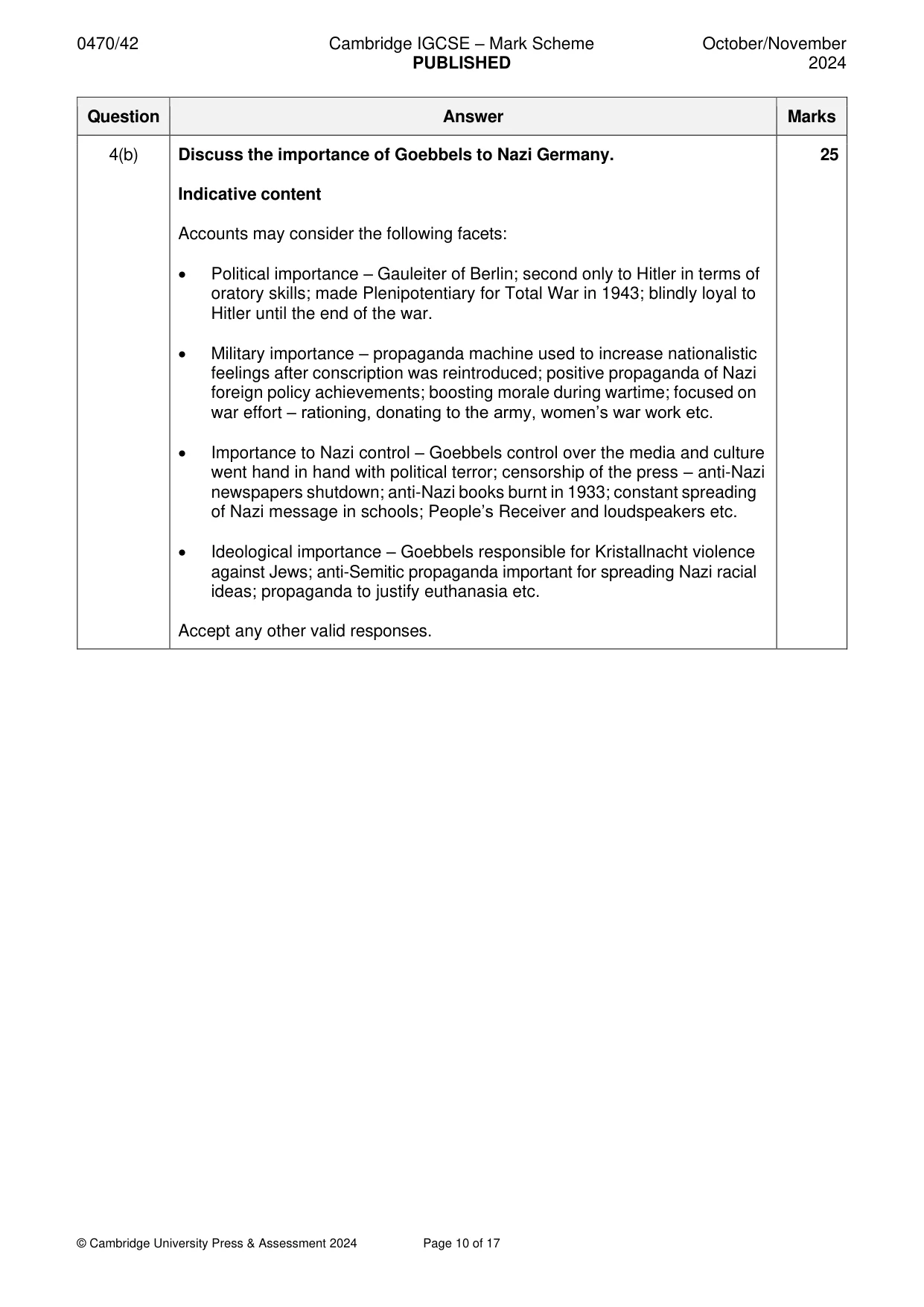 Mark scheme, page 10 of 17