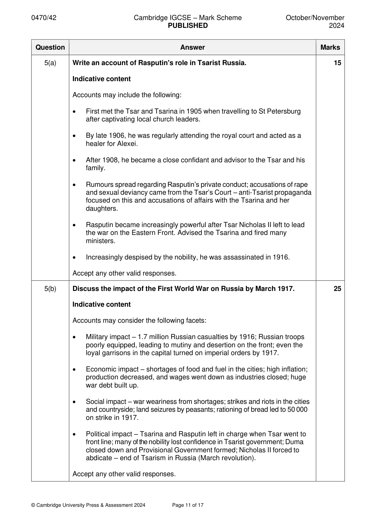 Mark scheme, page 11 of 17