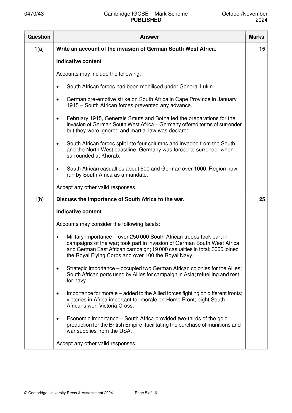 Mark scheme, page 5 of 16