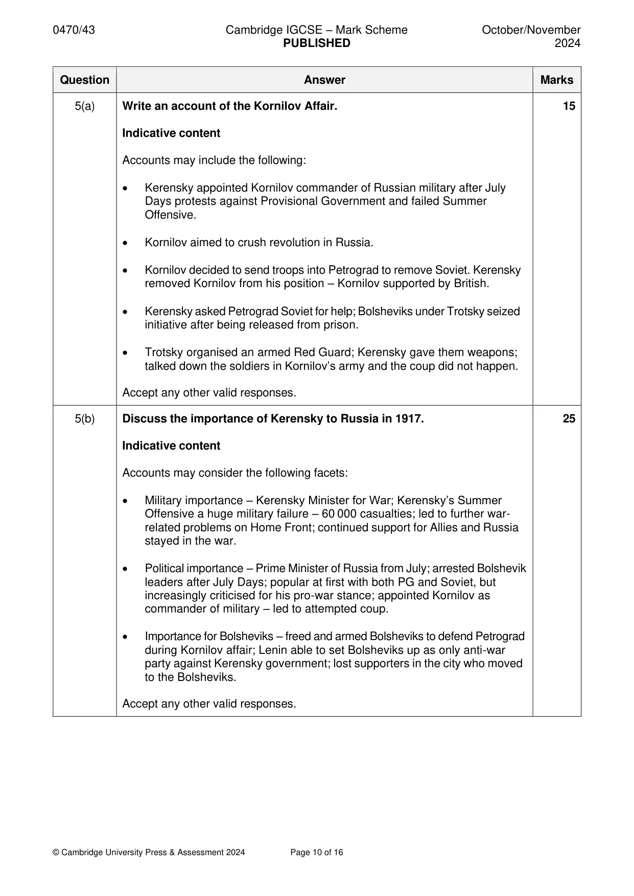 Mark scheme, page 10 of 16