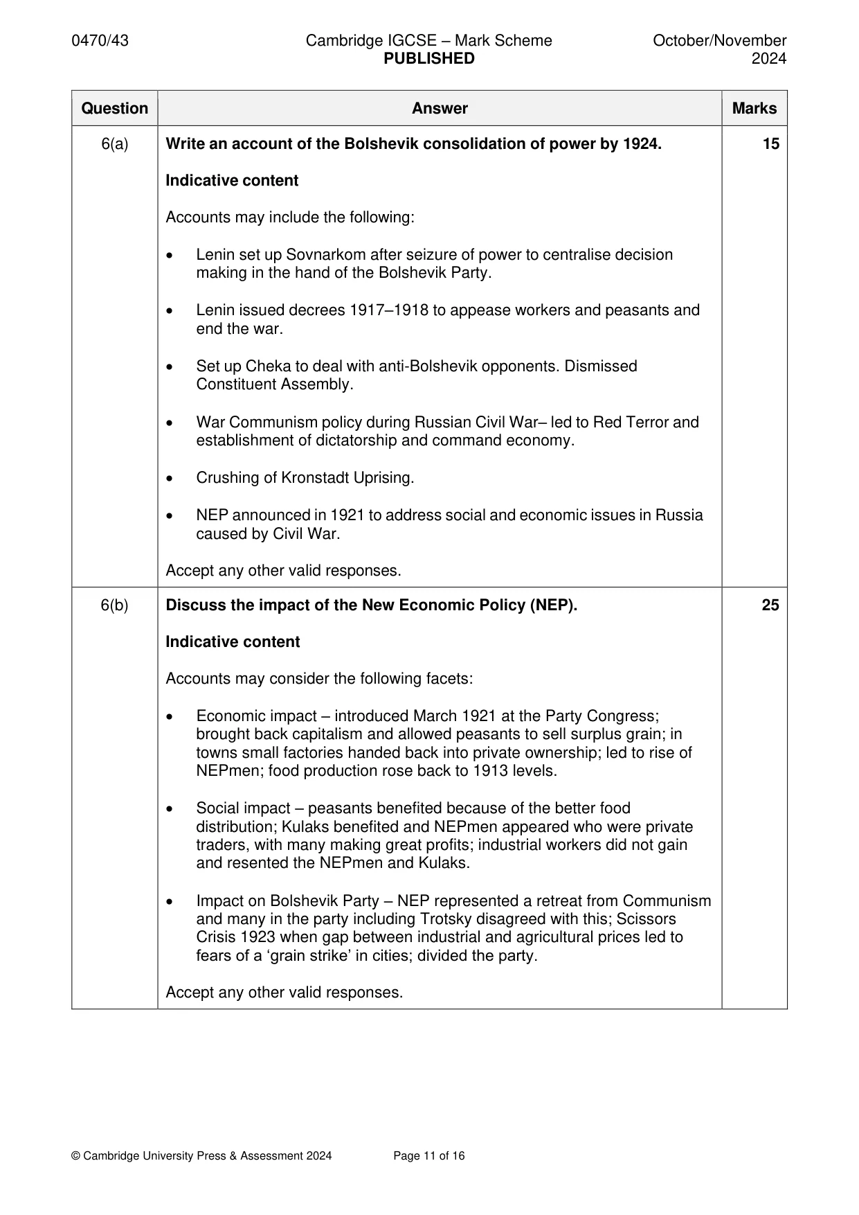 Mark scheme, page 11 of 16