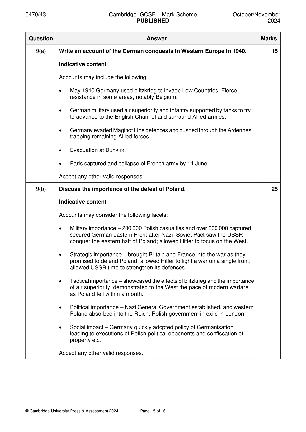 Mark scheme, page 15 of 16