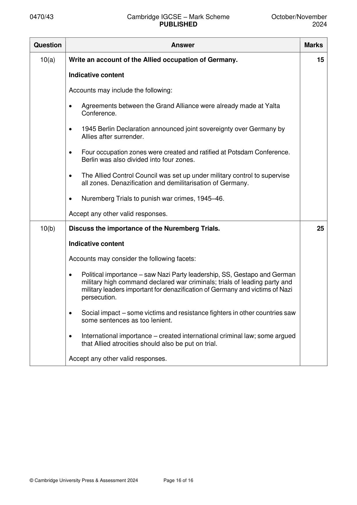 Mark scheme, page 16 of 16