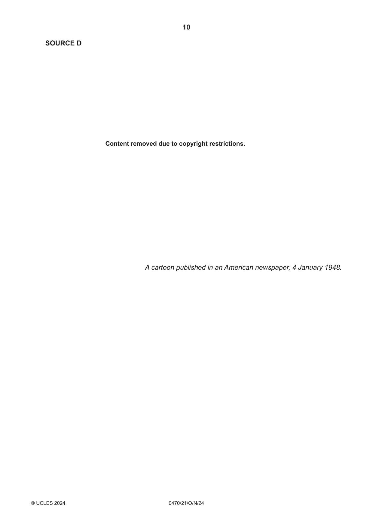 Cambridge IGCSE History 0470 2024 Oct/Nov Paper 2 · Variant 1 question paper, page 10 of 16