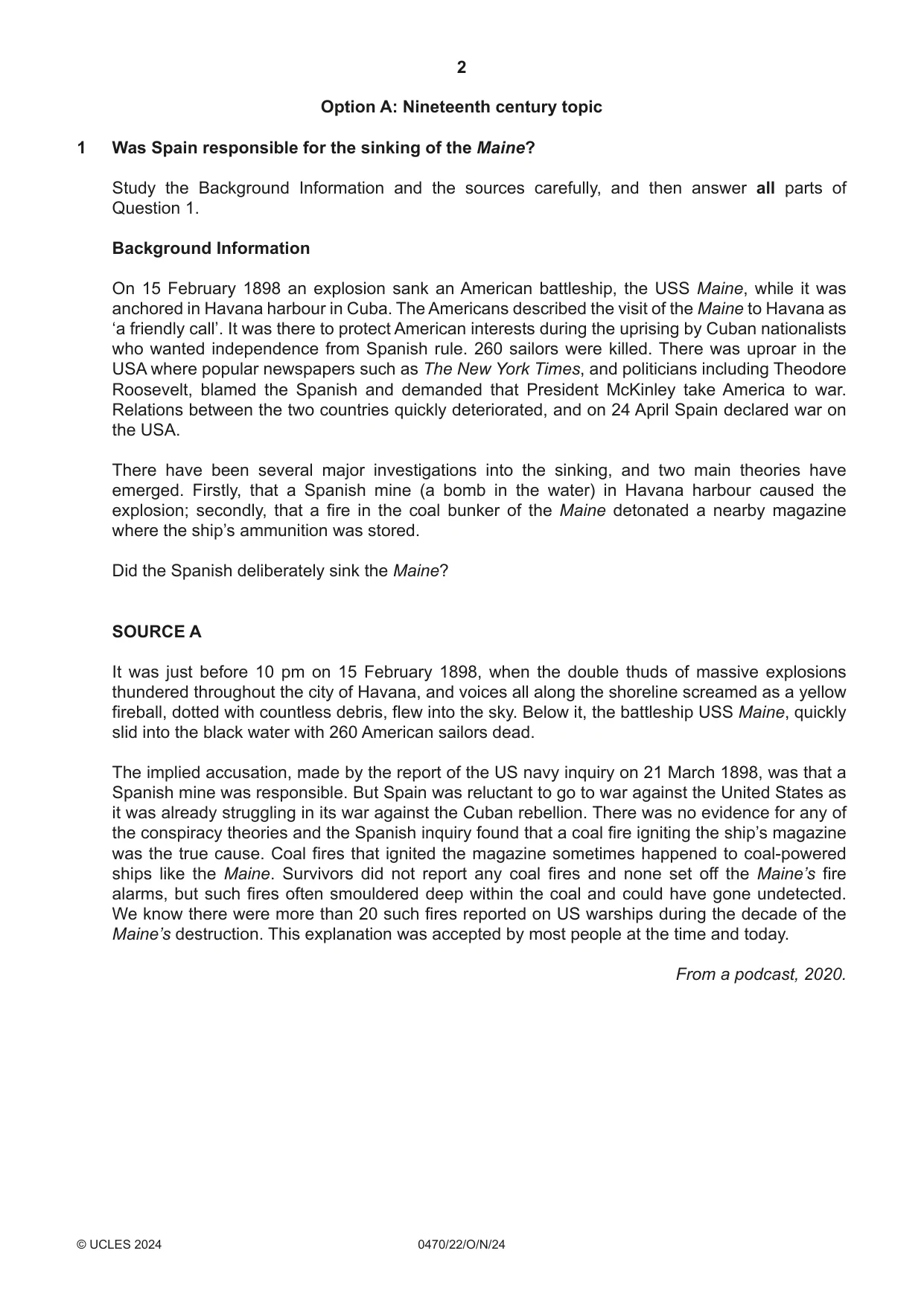 Cambridge IGCSE History 0470 2024 Oct/Nov Paper 2 · Variant 2 question paper, page 2 of 16