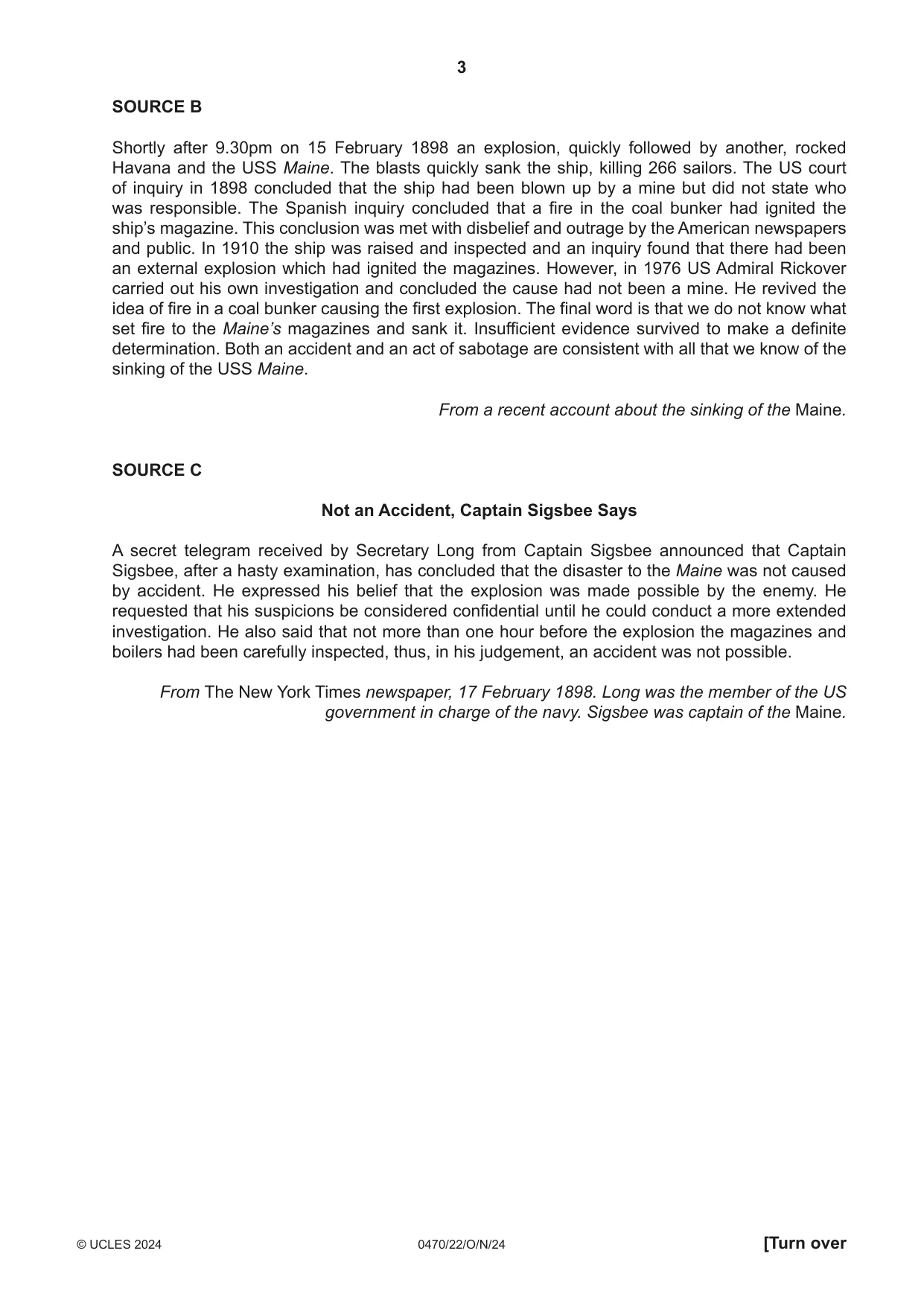 Cambridge IGCSE History 0470 2024 Oct/Nov Paper 2 · Variant 2 question paper, page 3 of 16